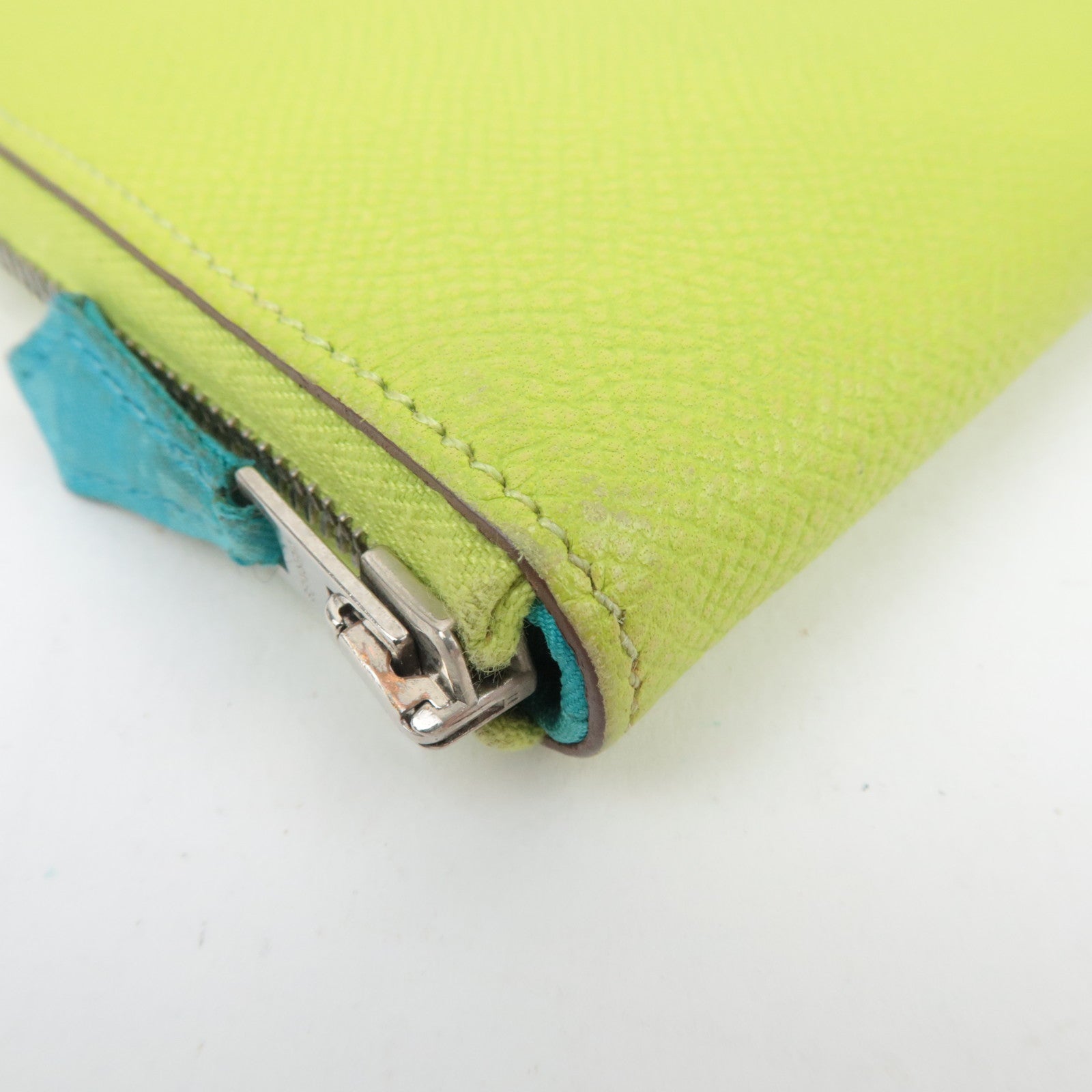 HERMES Azap Long Silk In Veau Epsom Long Wallet □O Stamp (2011) Green