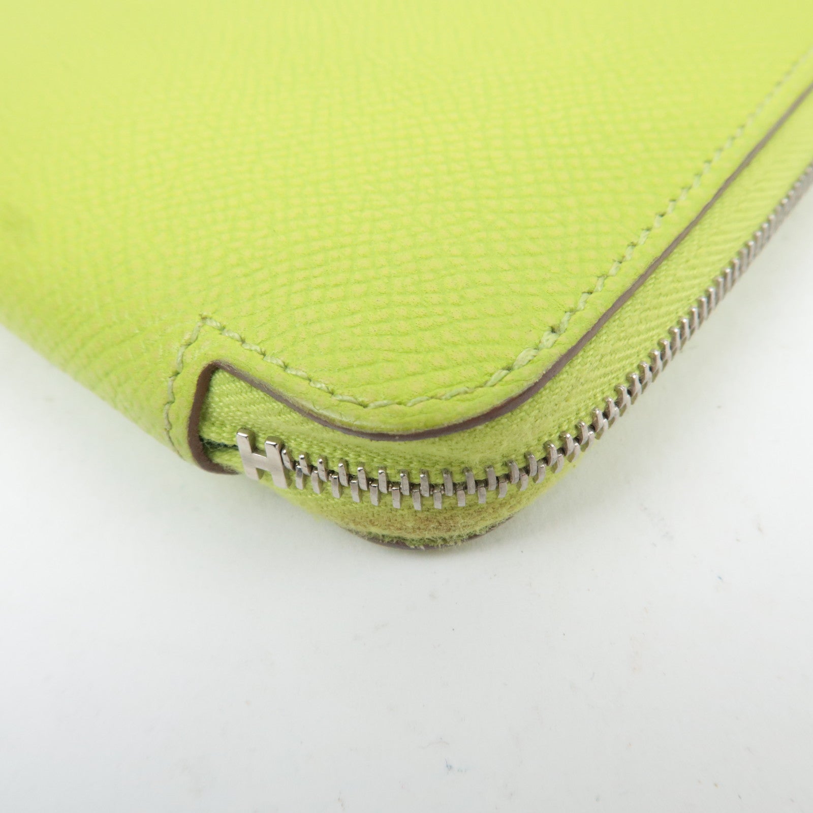 HERMES Azap Long Silk In Veau Epsom Long Wallet □O Stamp (2011) Green