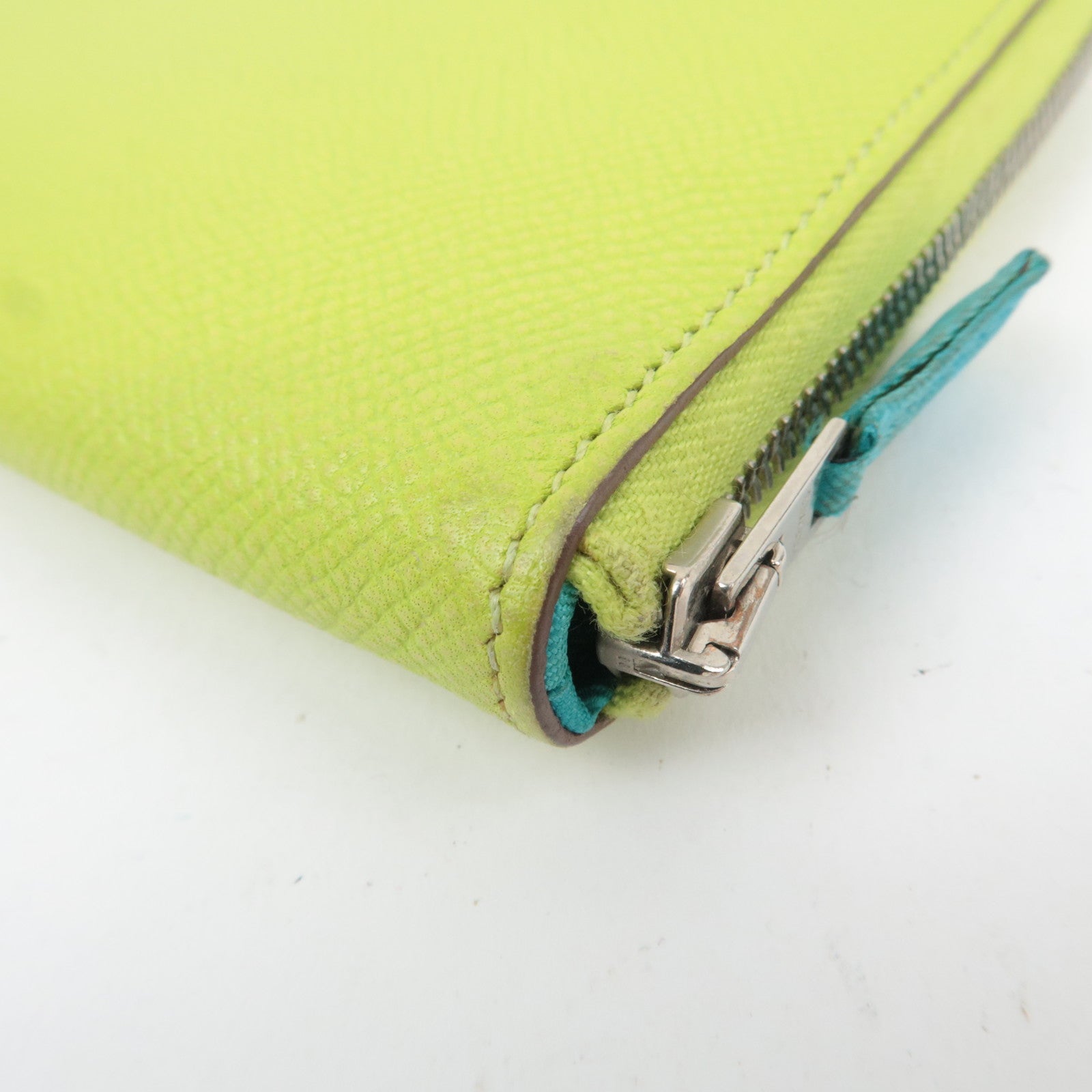 HERMES Azap Long Silk In Veau Epsom Long Wallet □O Stamp (2011) Green