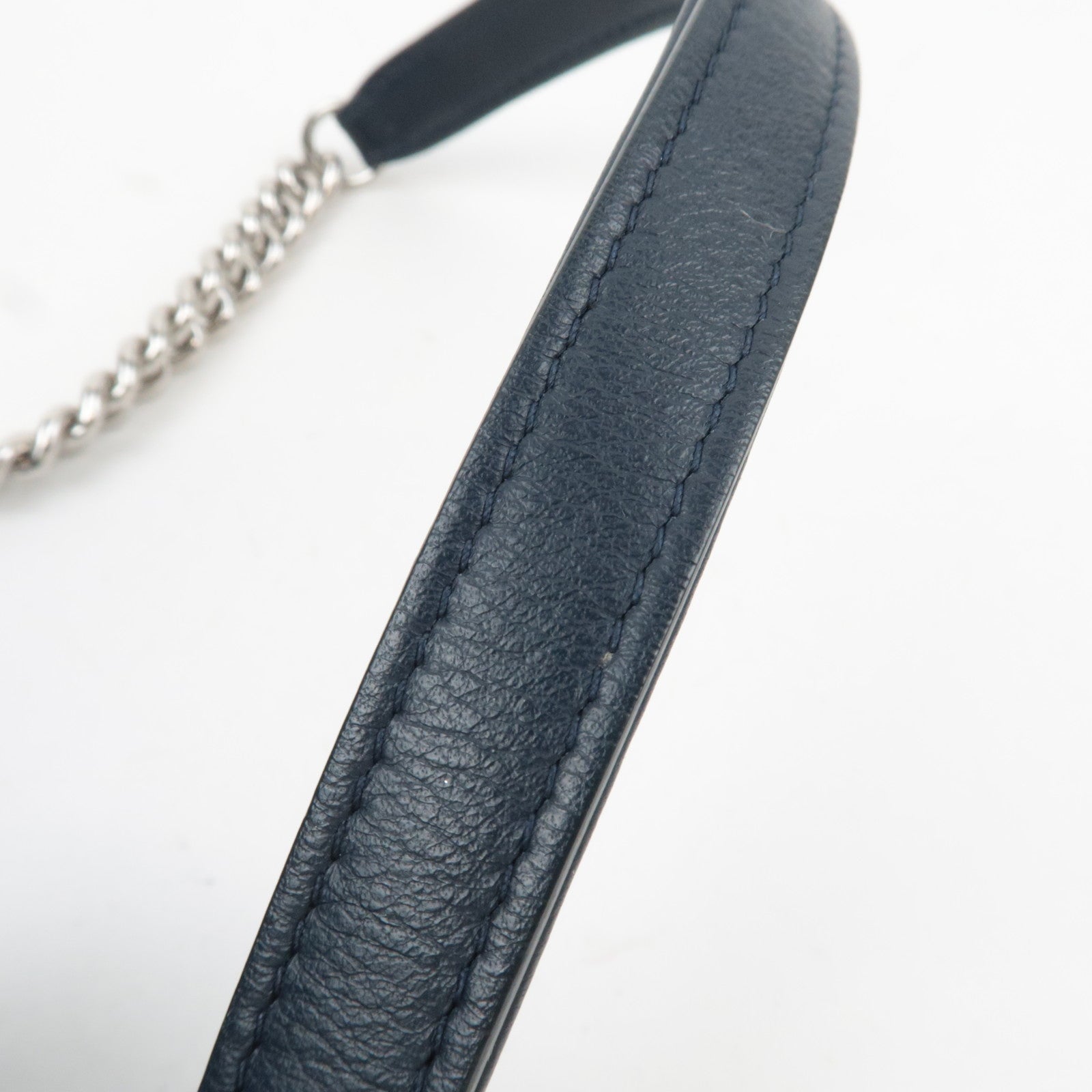 CHANEL Coco Mark Perforated 2Way Leather Chain Shoulder Bag Navy AS0304