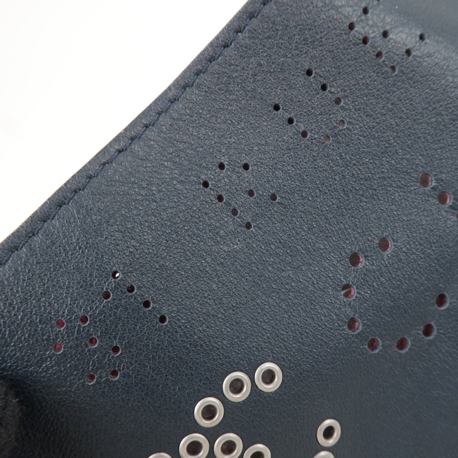 CHANEL Coco Mark Perforated 2Way Leather Chain Shoulder Bag Navy AS0304