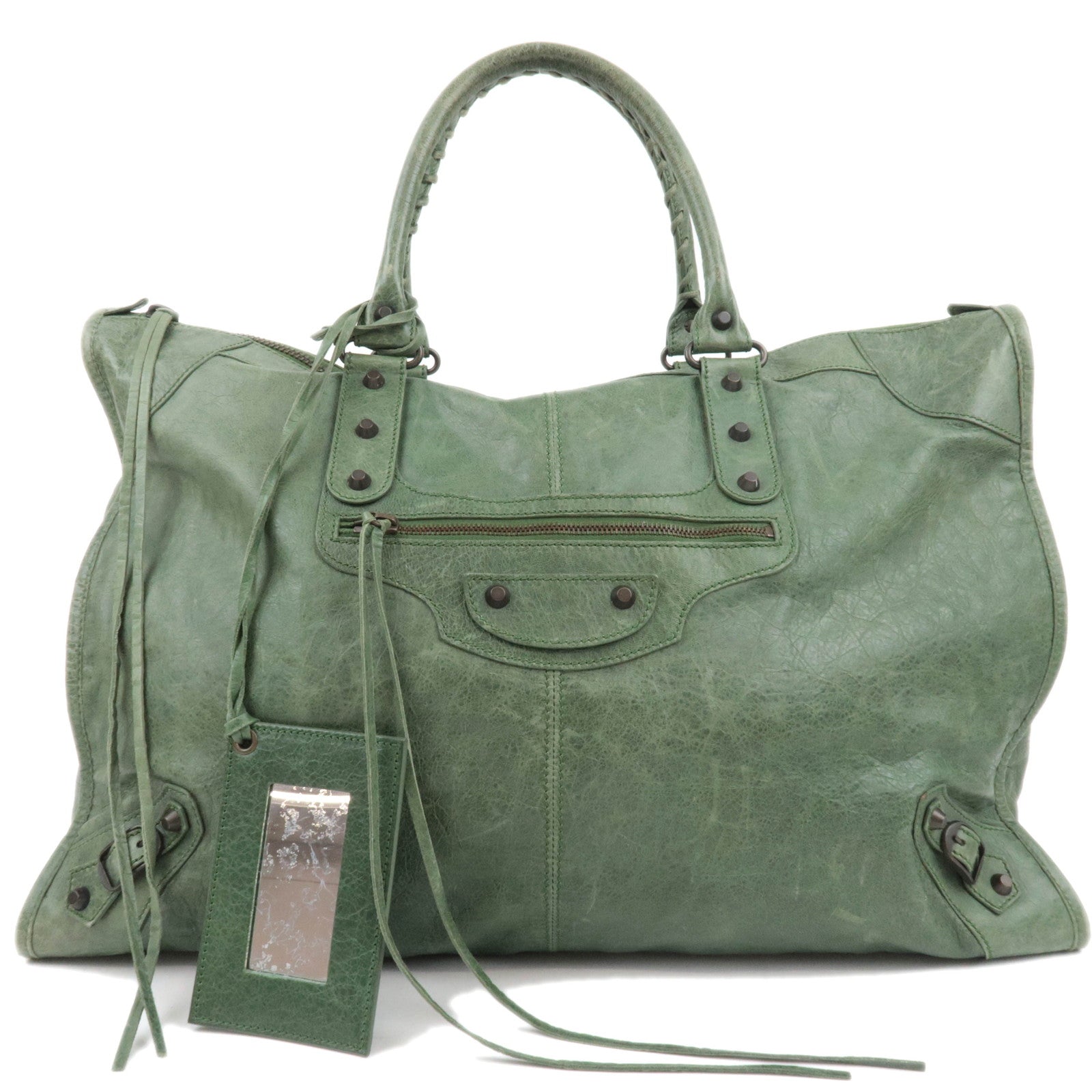 BALENCIAGA The Weekender Leather Bag Green 11050687427