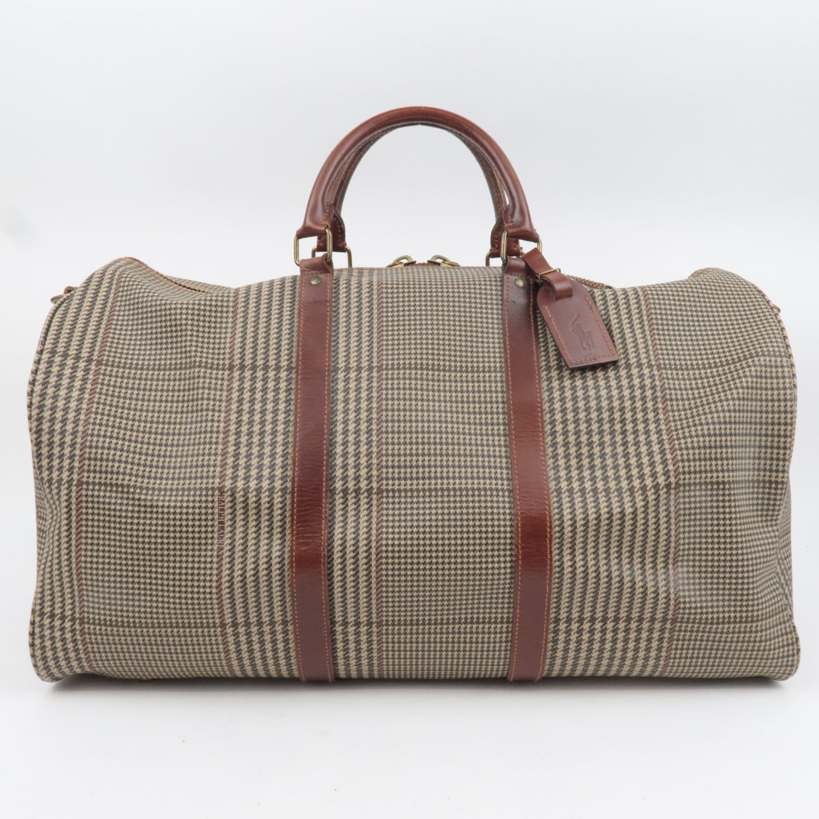 POLO Ralph Lauren Plaid 2Way Travel Bag PVC Beige