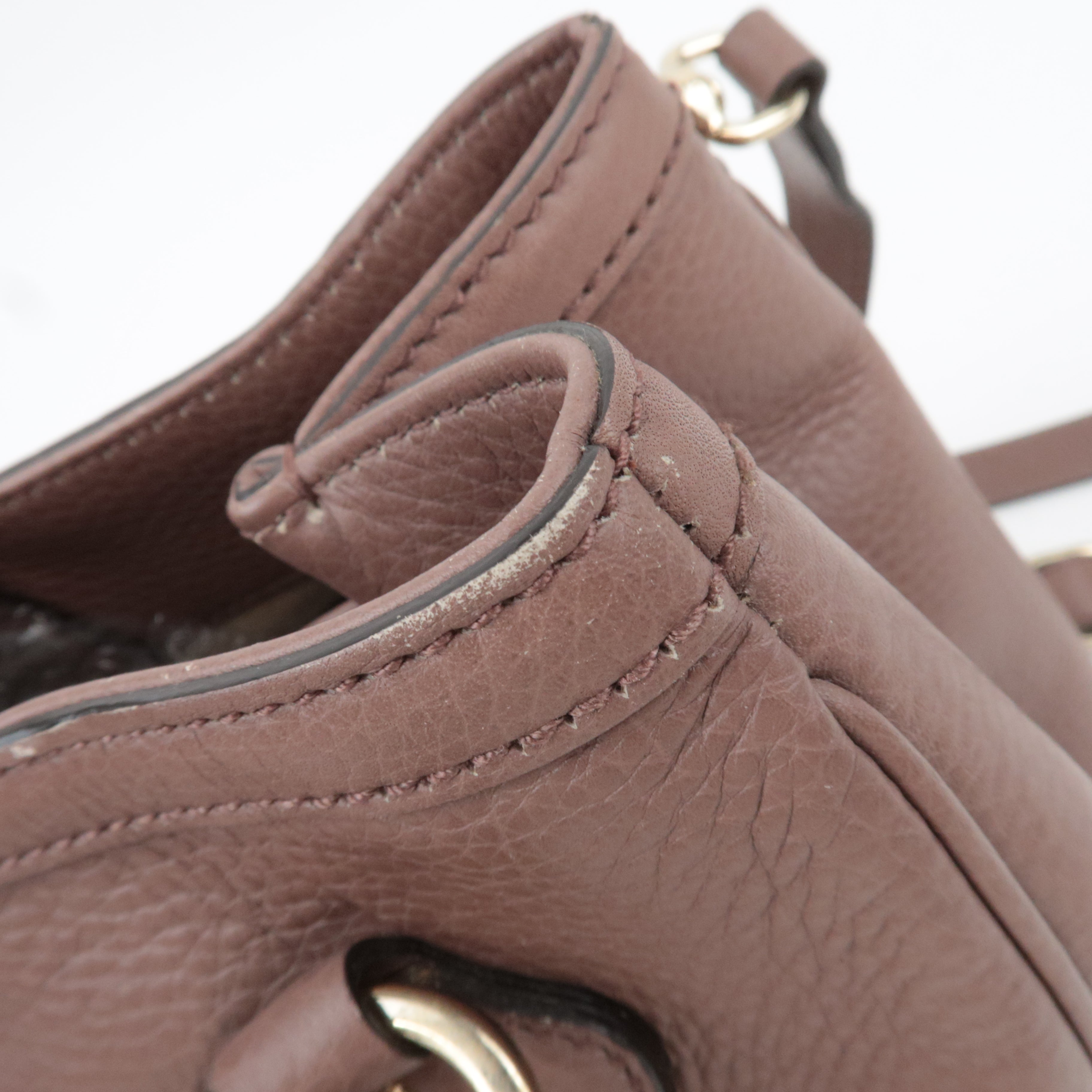 GUCCI Bamboo 2Way Leather Handbag Greige 308360