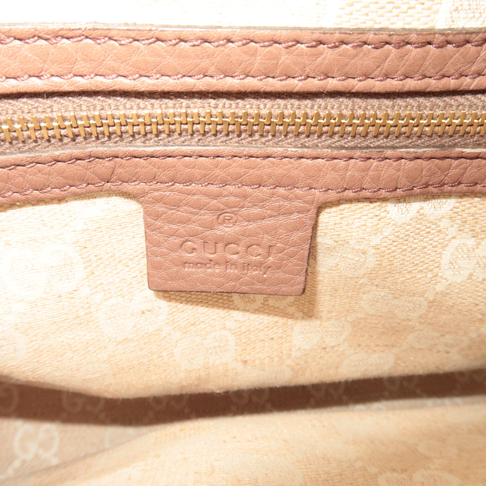 GUCCI Bamboo 2Way Leather Handbag Greige 308360
