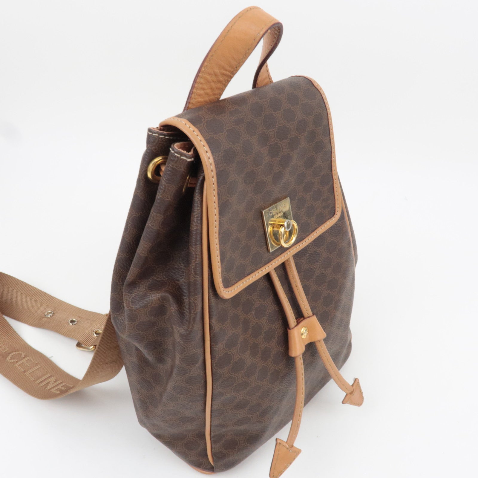 CELINE Macadam PVC Leather Backpack Brown