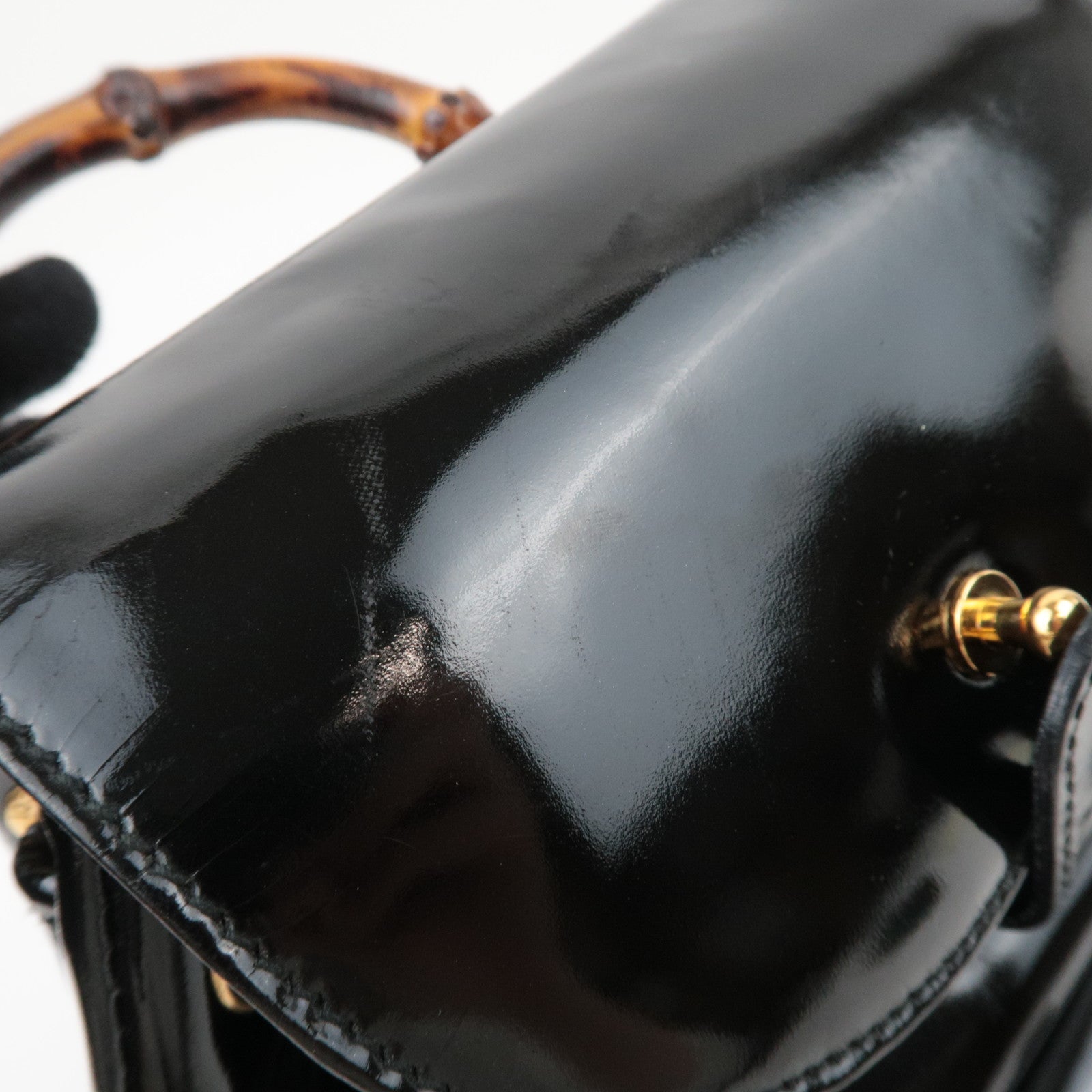 GUCCI Bamboo Mini Patent Backpack Black 003.1705