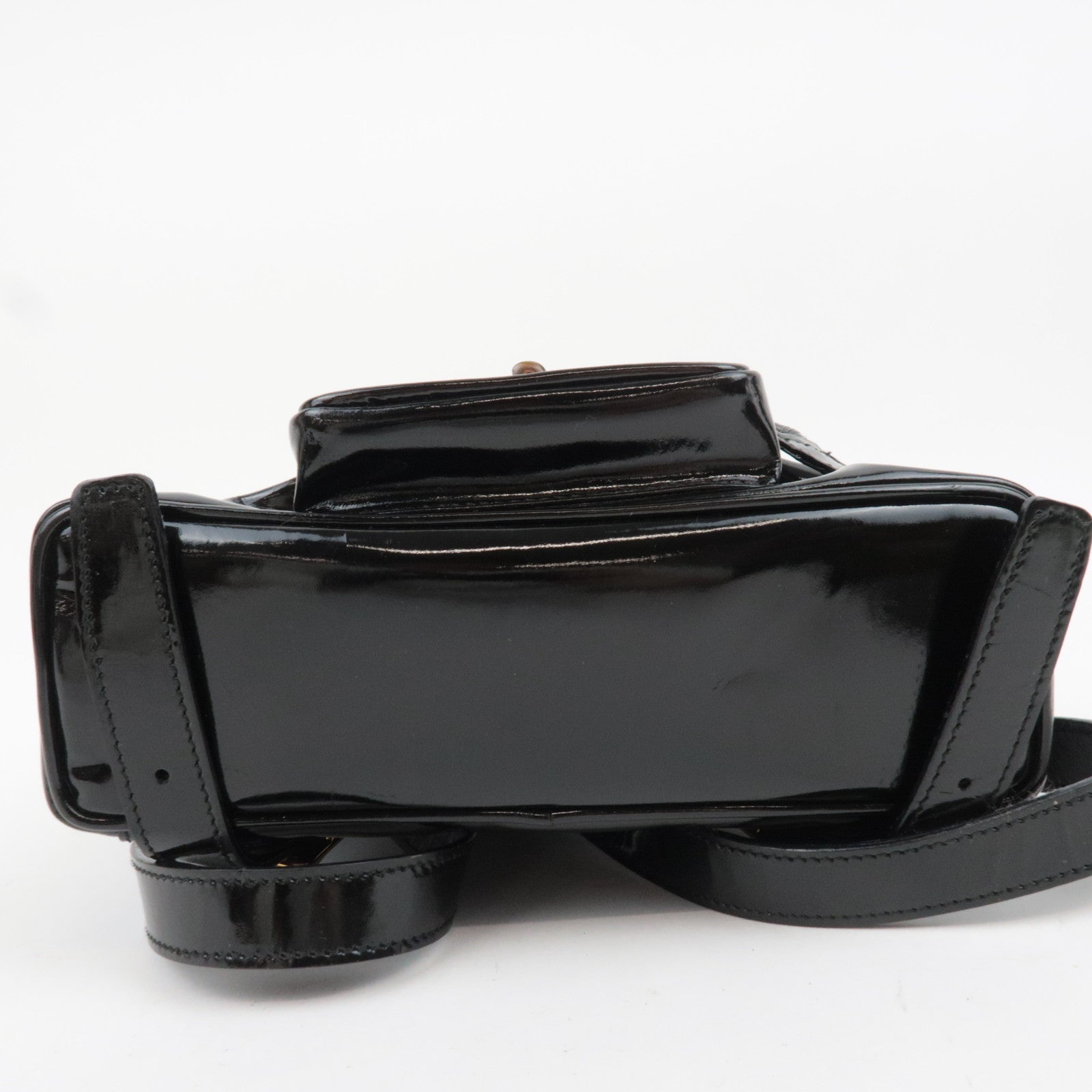GUCCI Bamboo Mini Patent Backpack Black 003.1705