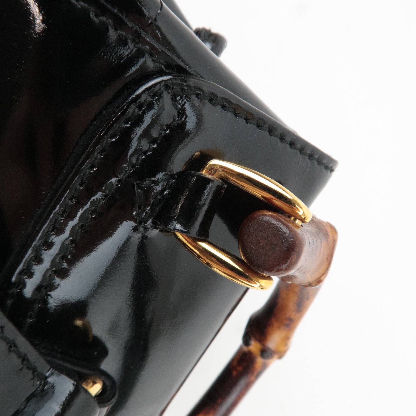 GUCCI Bamboo Mini Patent Backpack Black 003.1705