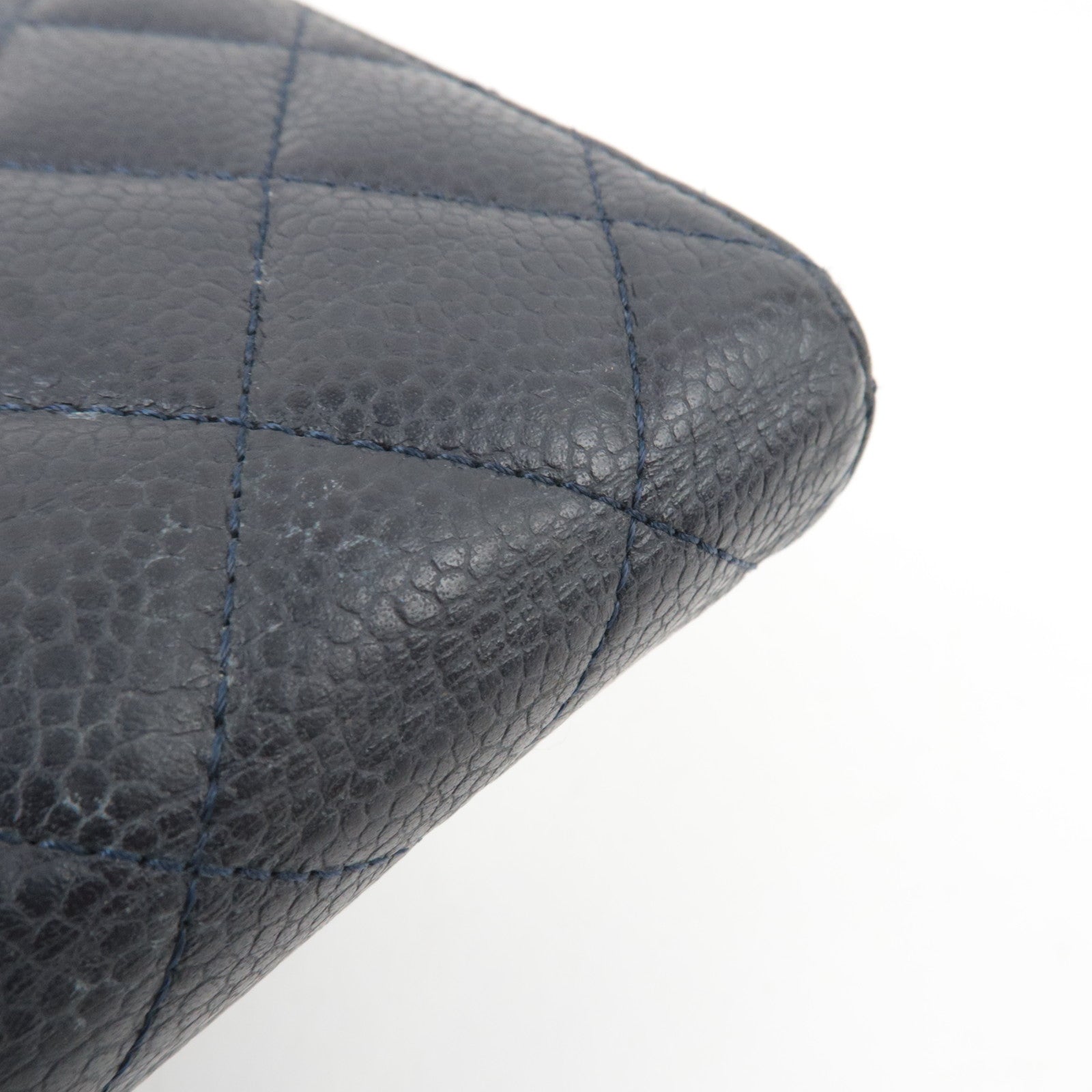 CHANEL Matelasse Bi-Fold Caviar Skin Wallet Dark Navy