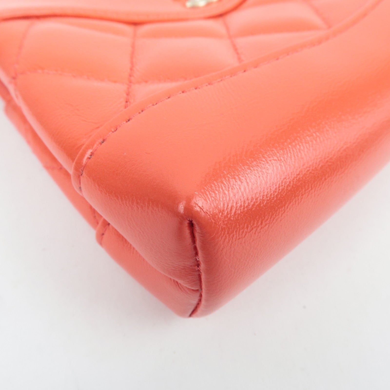 CHANEL 31 Matelasse Chain Clutch Shoulder bag Shiny Lambskin Coral AP3875