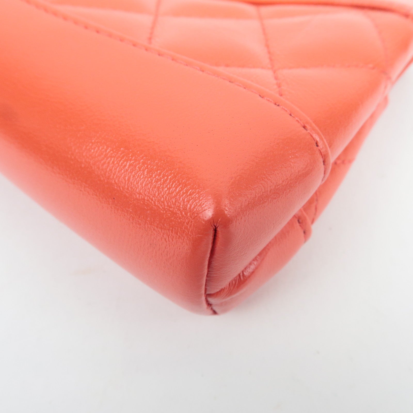 CHANEL 31 Matelasse Chain Clutch Shoulder bag Shiny Lambskin Coral AP3875