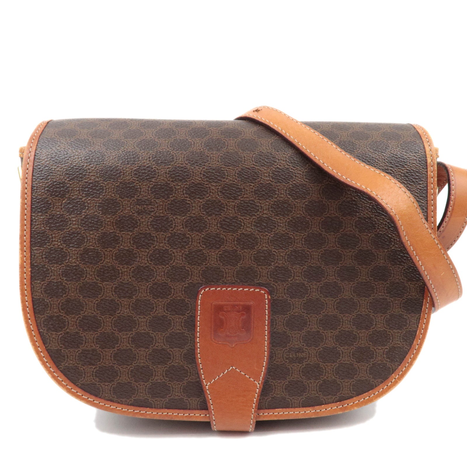 CELINE Macadam PVC Leather Shoulder Bag Brown87508