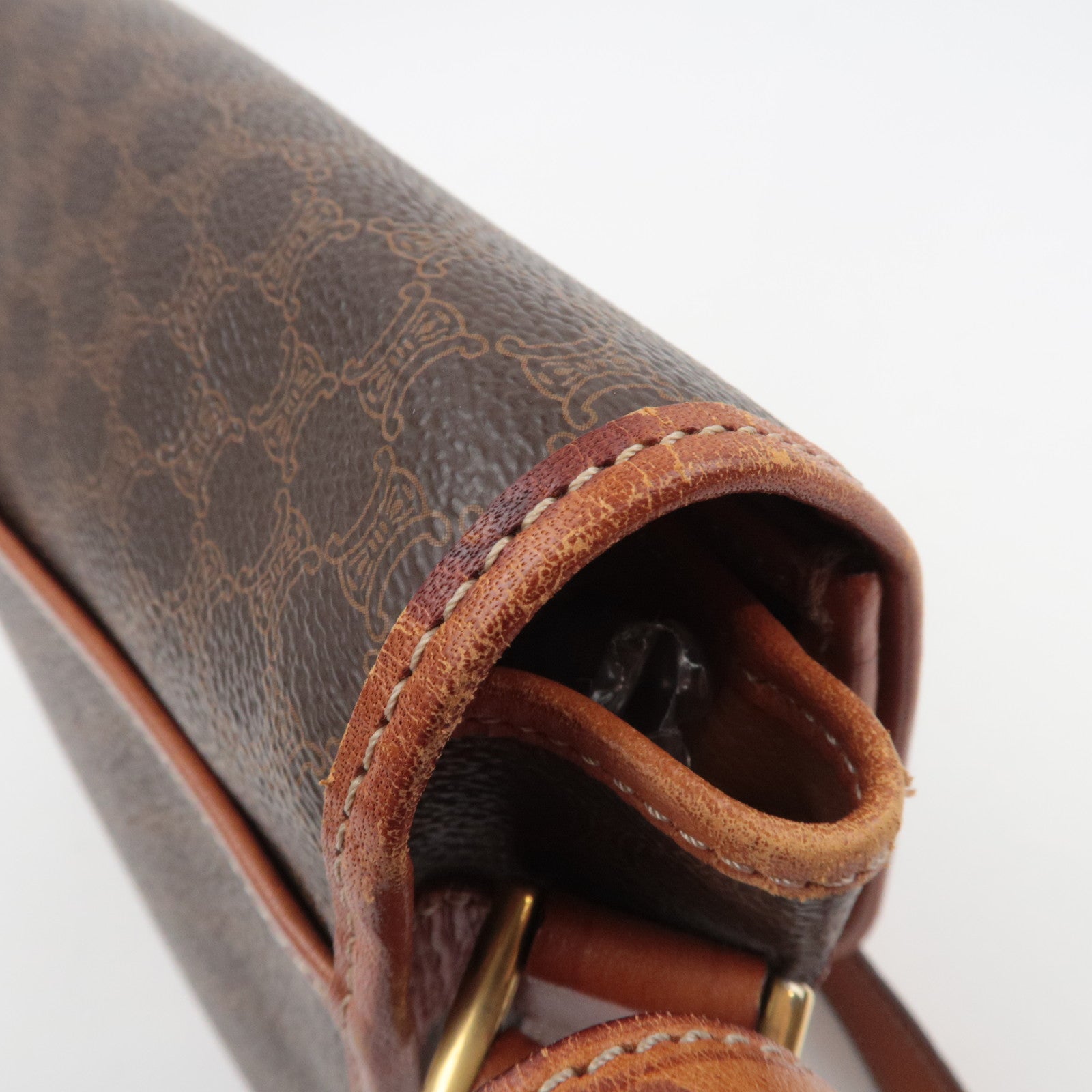 CELINE Macadam PVC Leather Shoulder Bag Brown