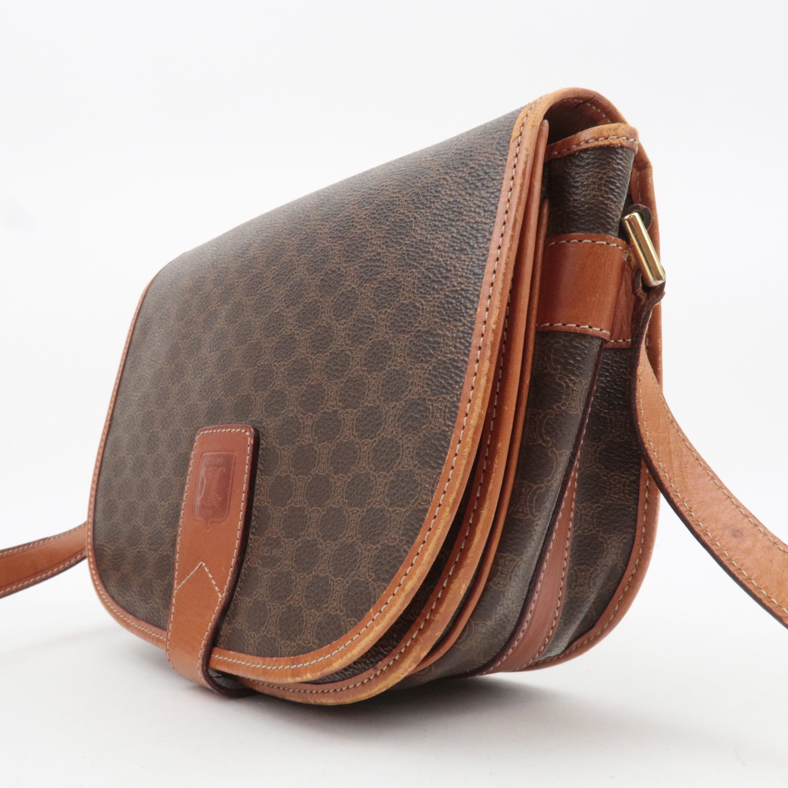 CELINE Macadam PVC Leather Shoulder Bag Brown