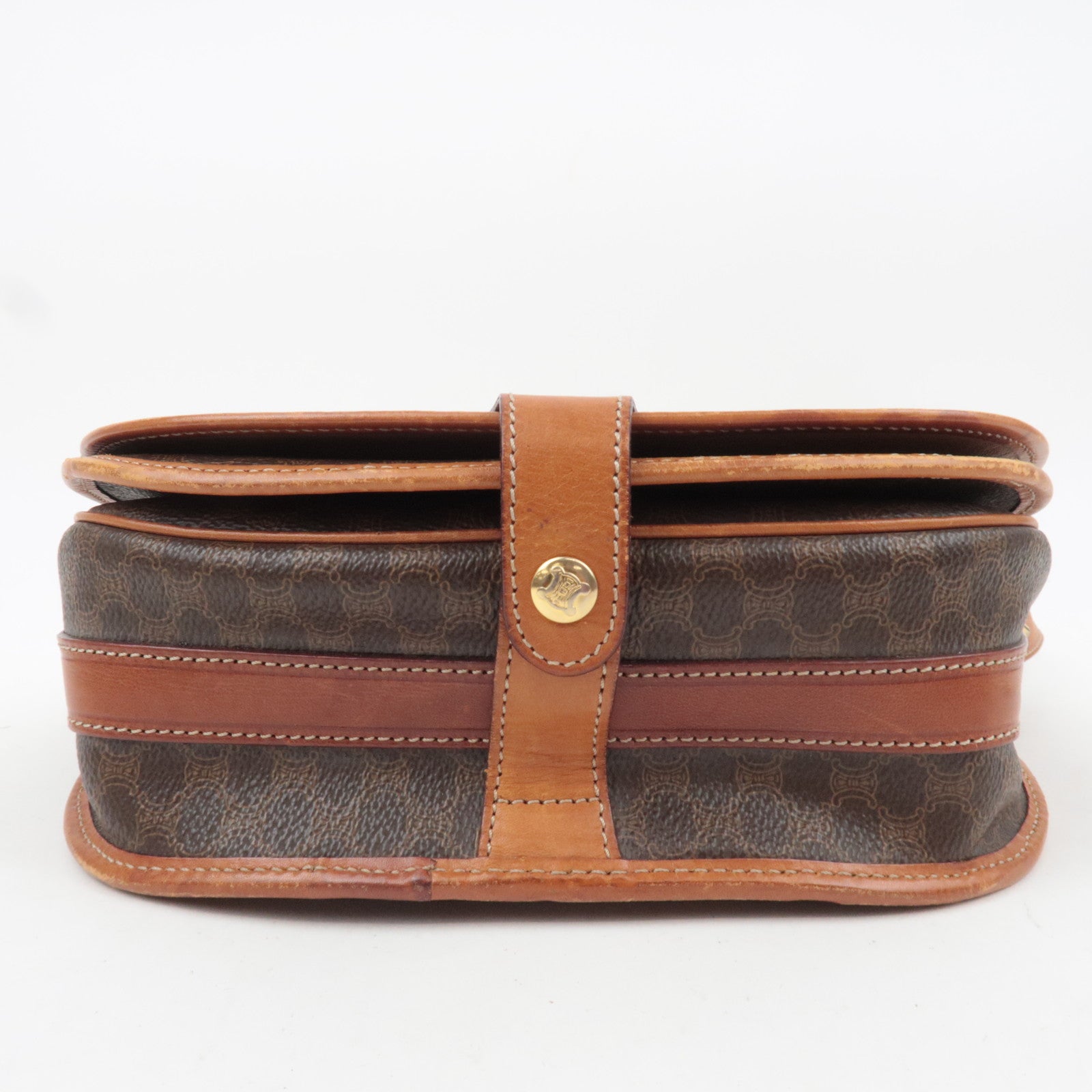 CELINE Macadam PVC Leather Shoulder Bag Brown