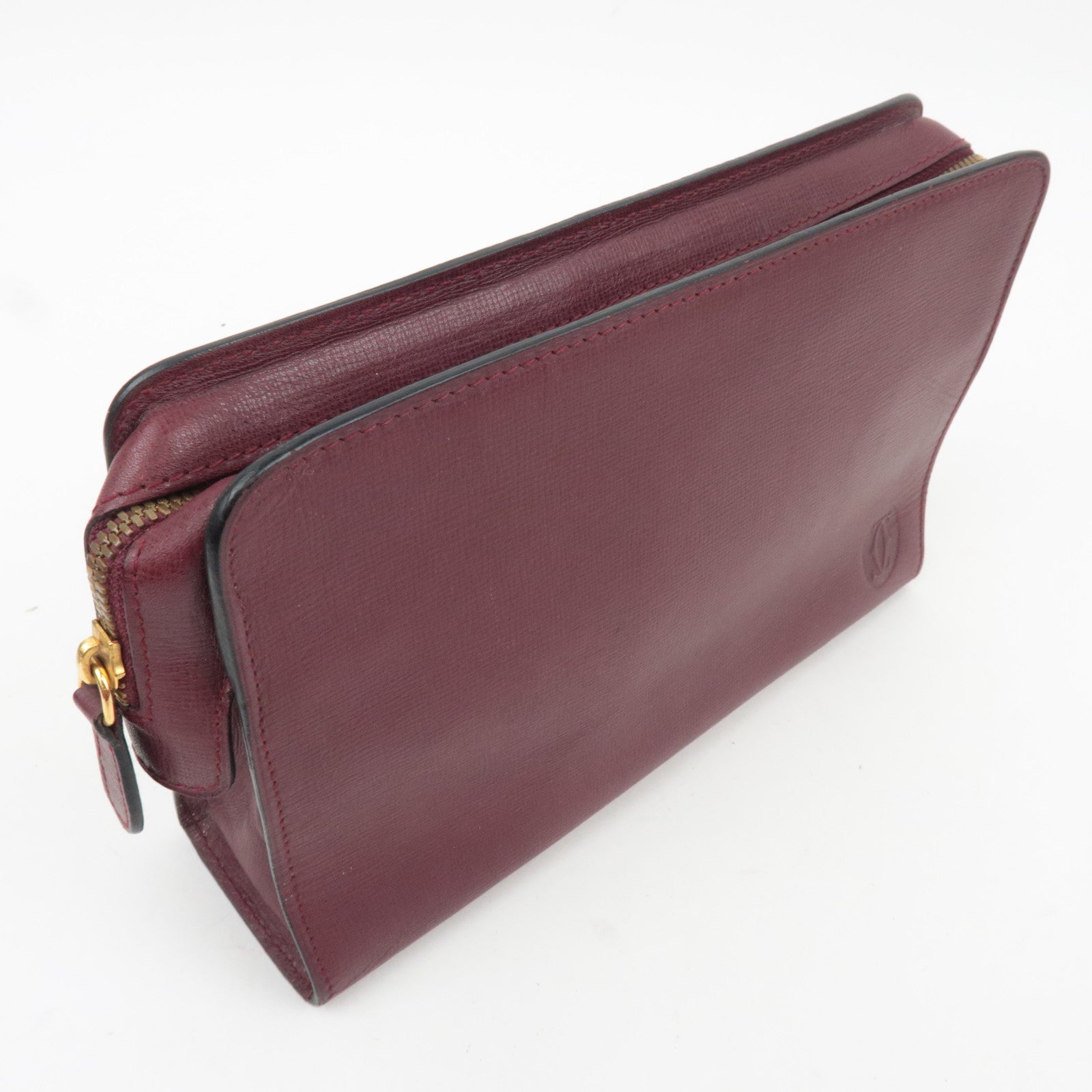 Cartier Must Line Leather Clutch Bag Bordeaux