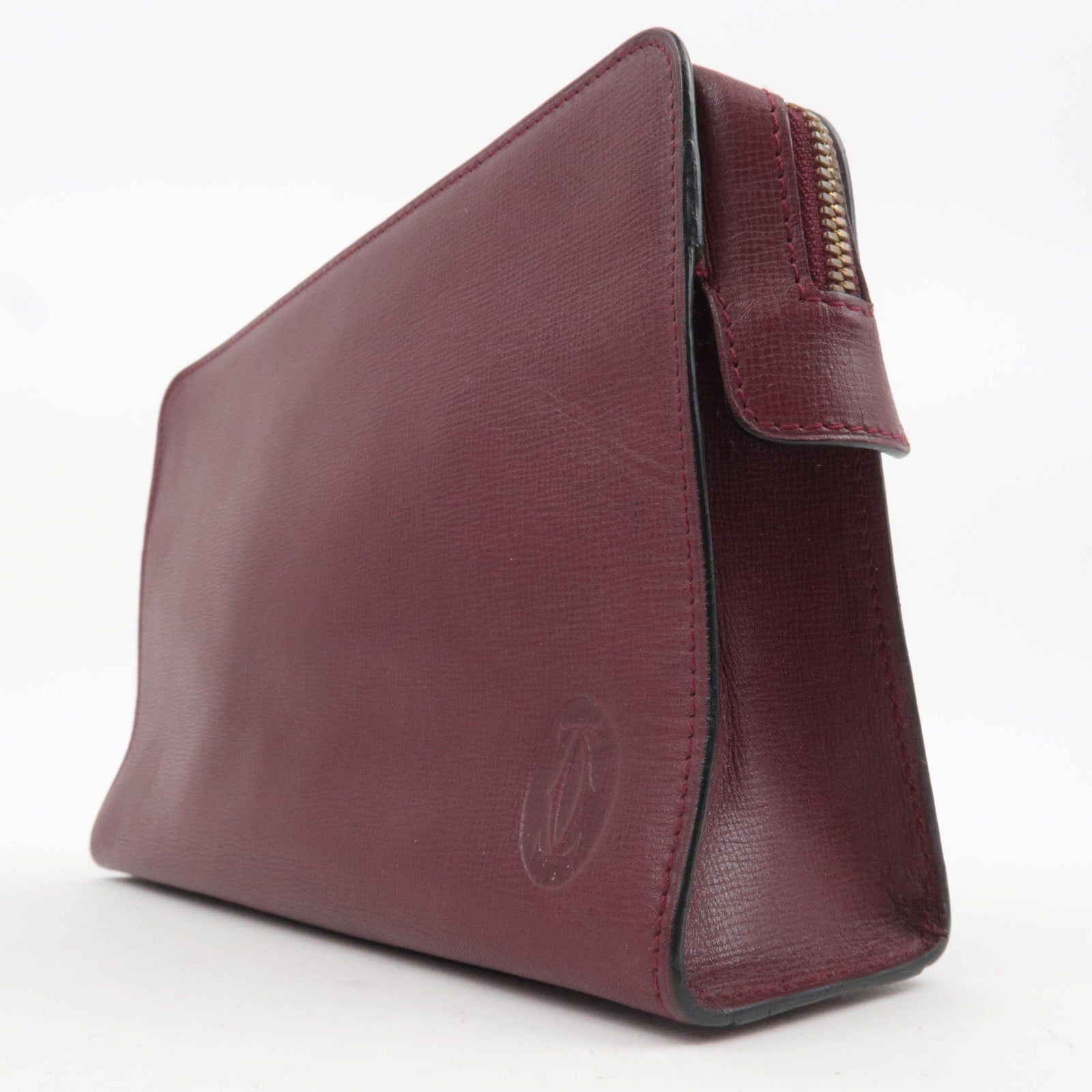 Cartier Must Line Leather Clutch Bag Bordeaux