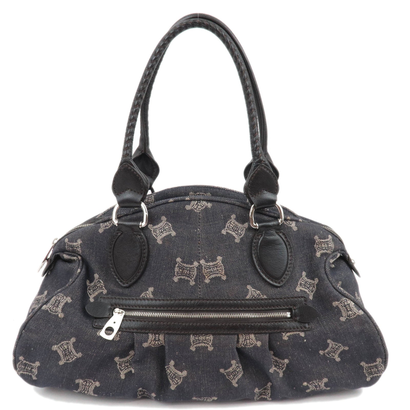 CELINE Paris Macadam Denim Leather Shoulder Bag Black87518