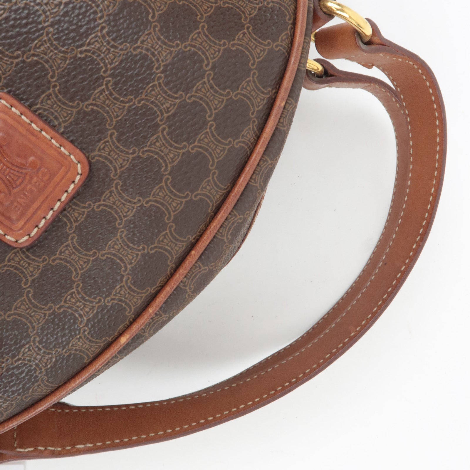 CELINE Macadam PVC Leather Handbag Brown