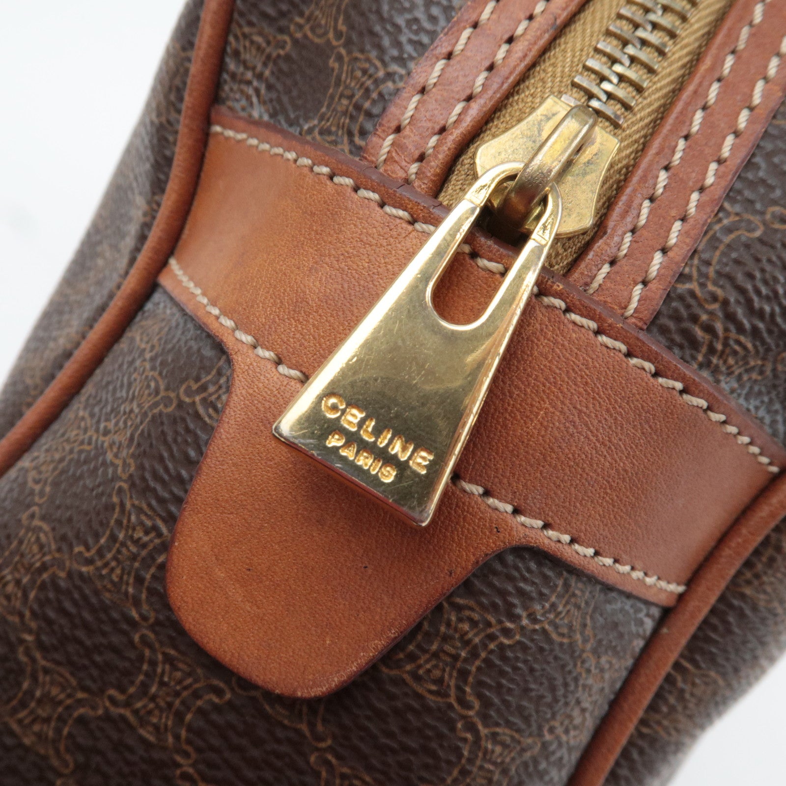 CELINE Macadam PVC Leather Handbag Brown