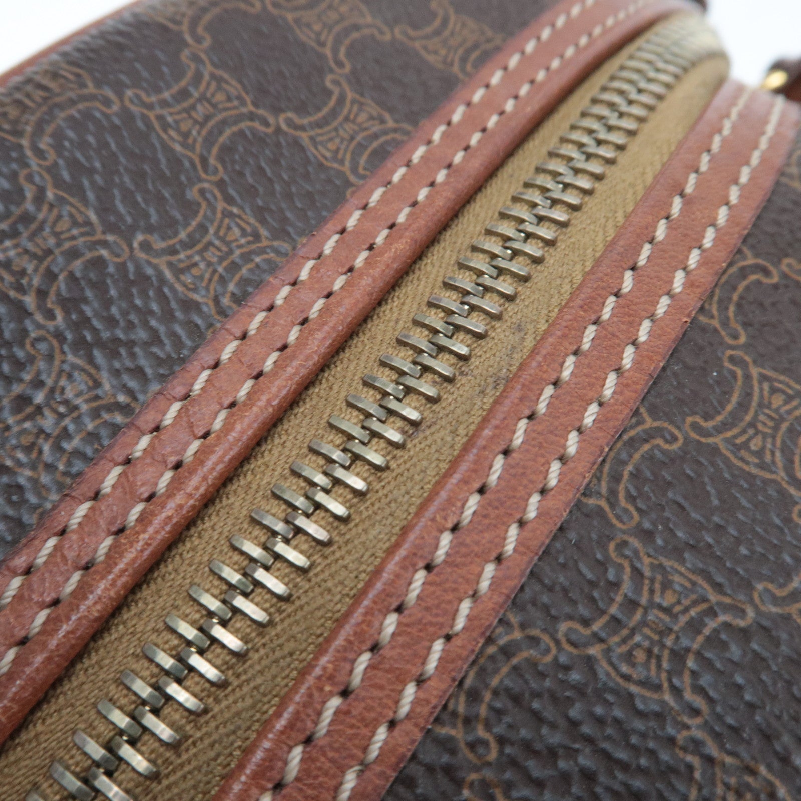 CELINE Macadam PVC Leather Handbag Brown
