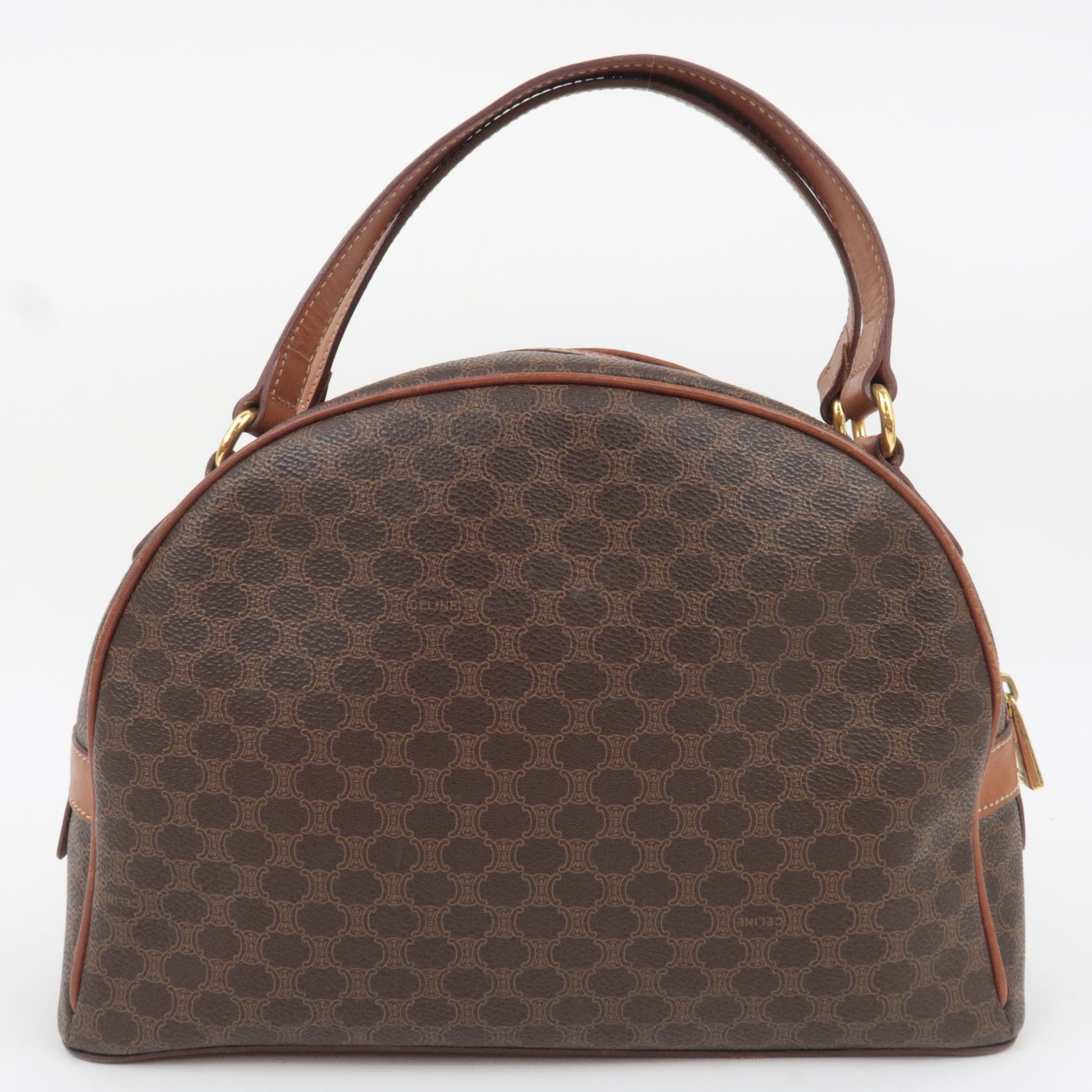 CELINE Macadam PVC Leather Handbag Brown