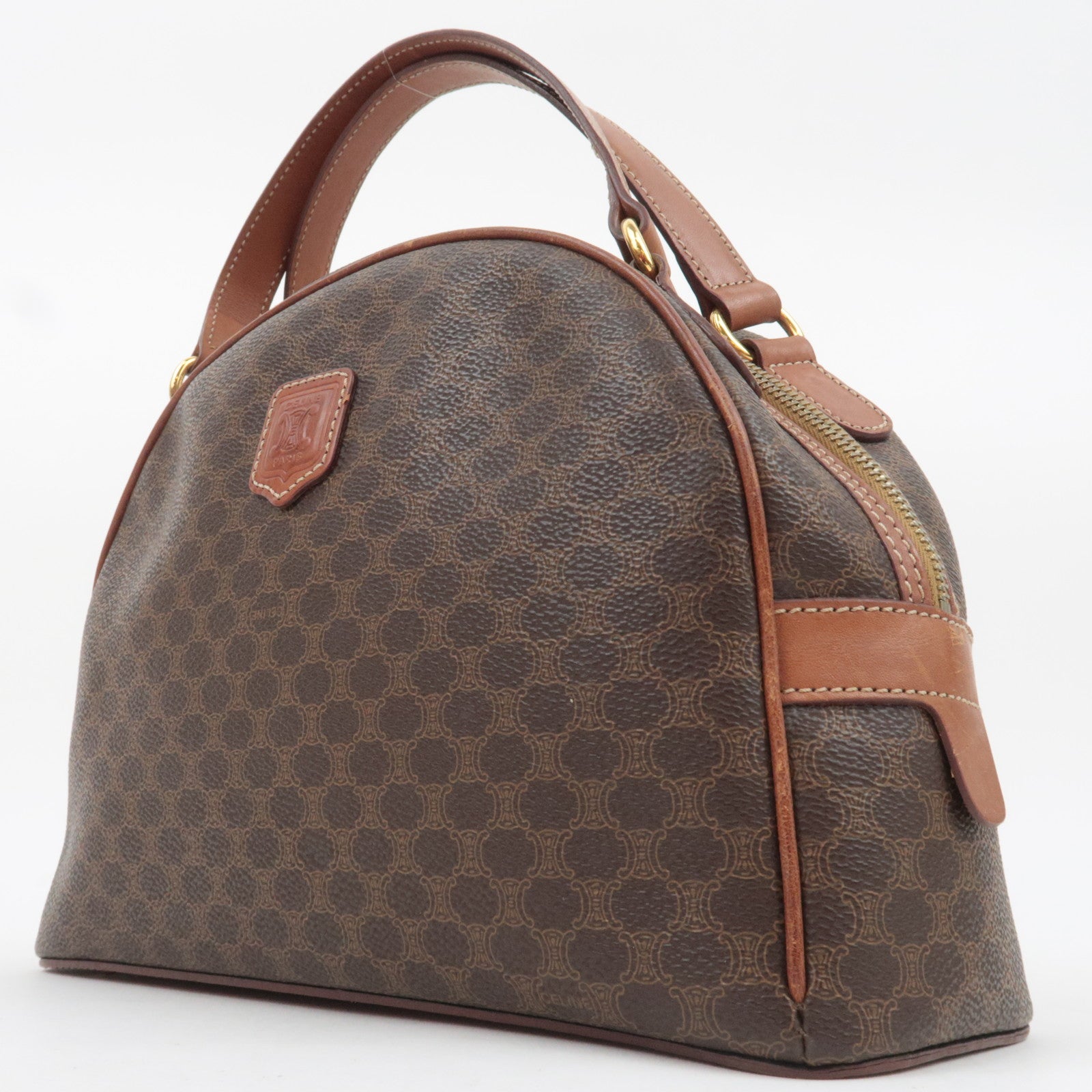 CELINE Macadam PVC Leather Handbag Brown