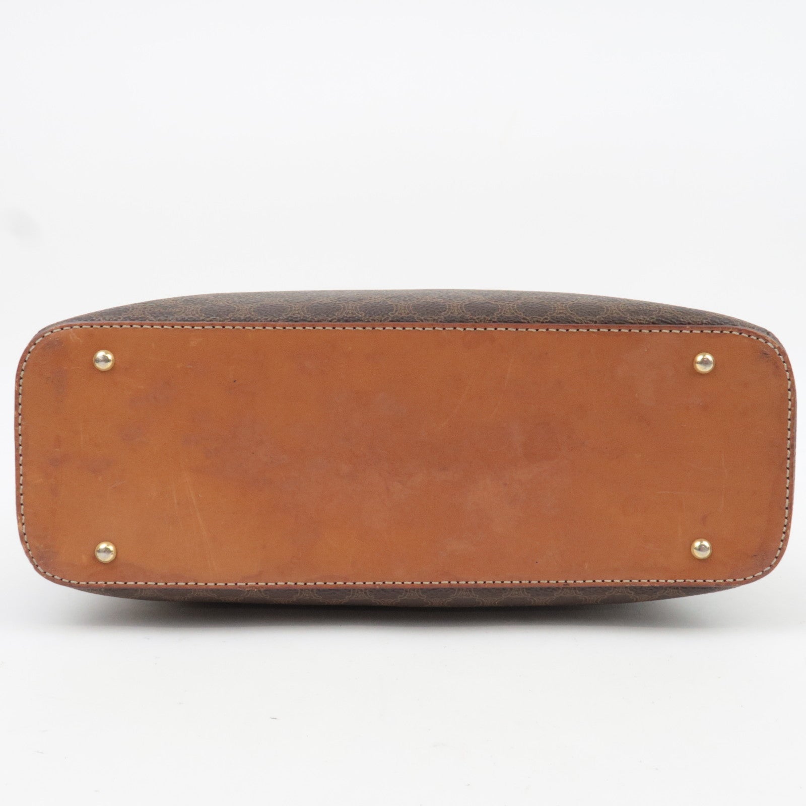 CELINE Macadam PVC Leather Handbag Brown