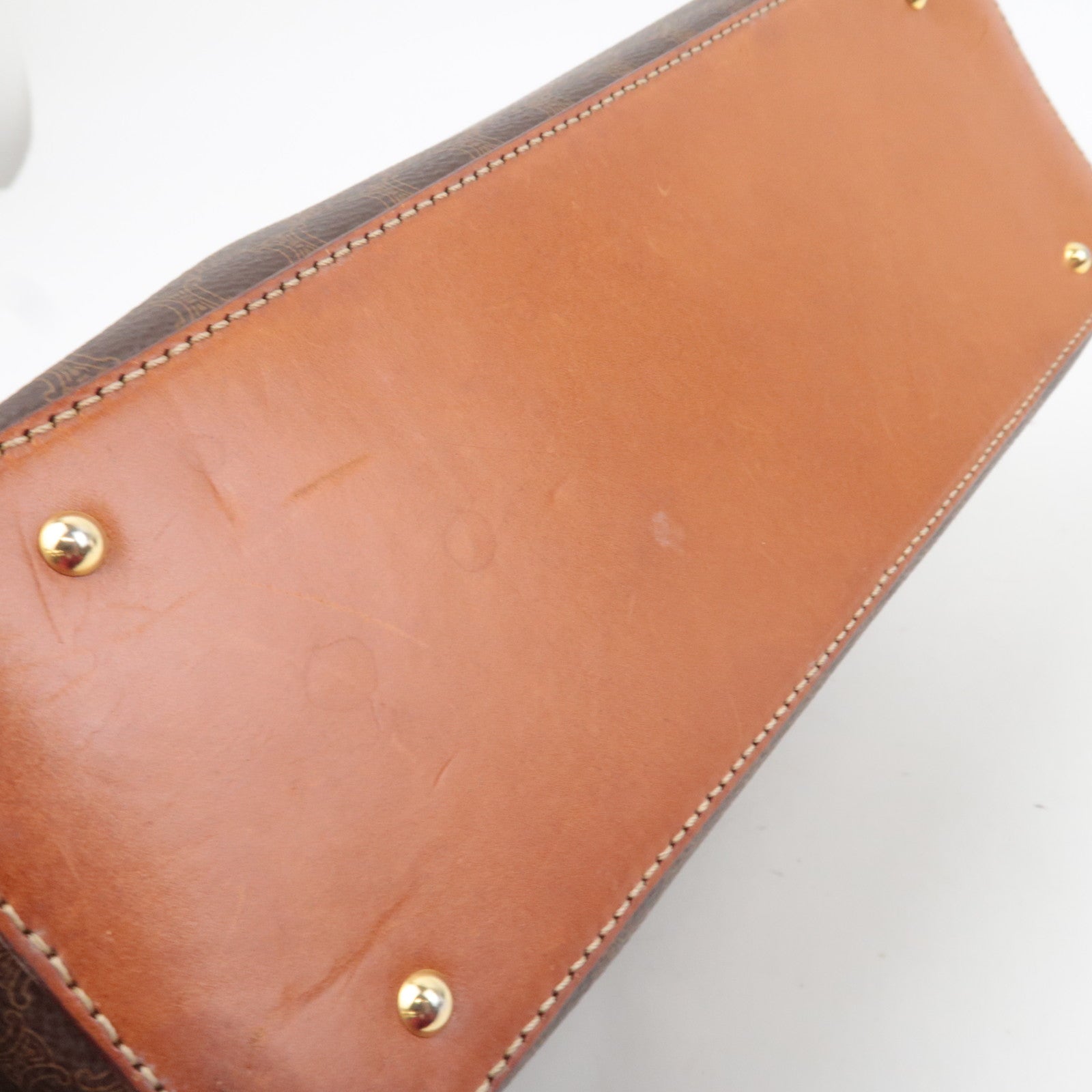 CELINE Macadam PVC Leather Handbag Brown