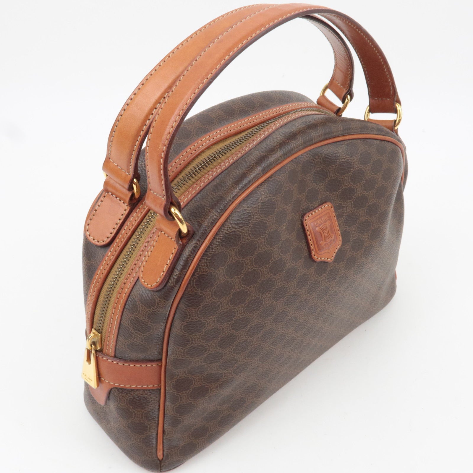 CELINE Macadam PVC Leather Handbag Brown