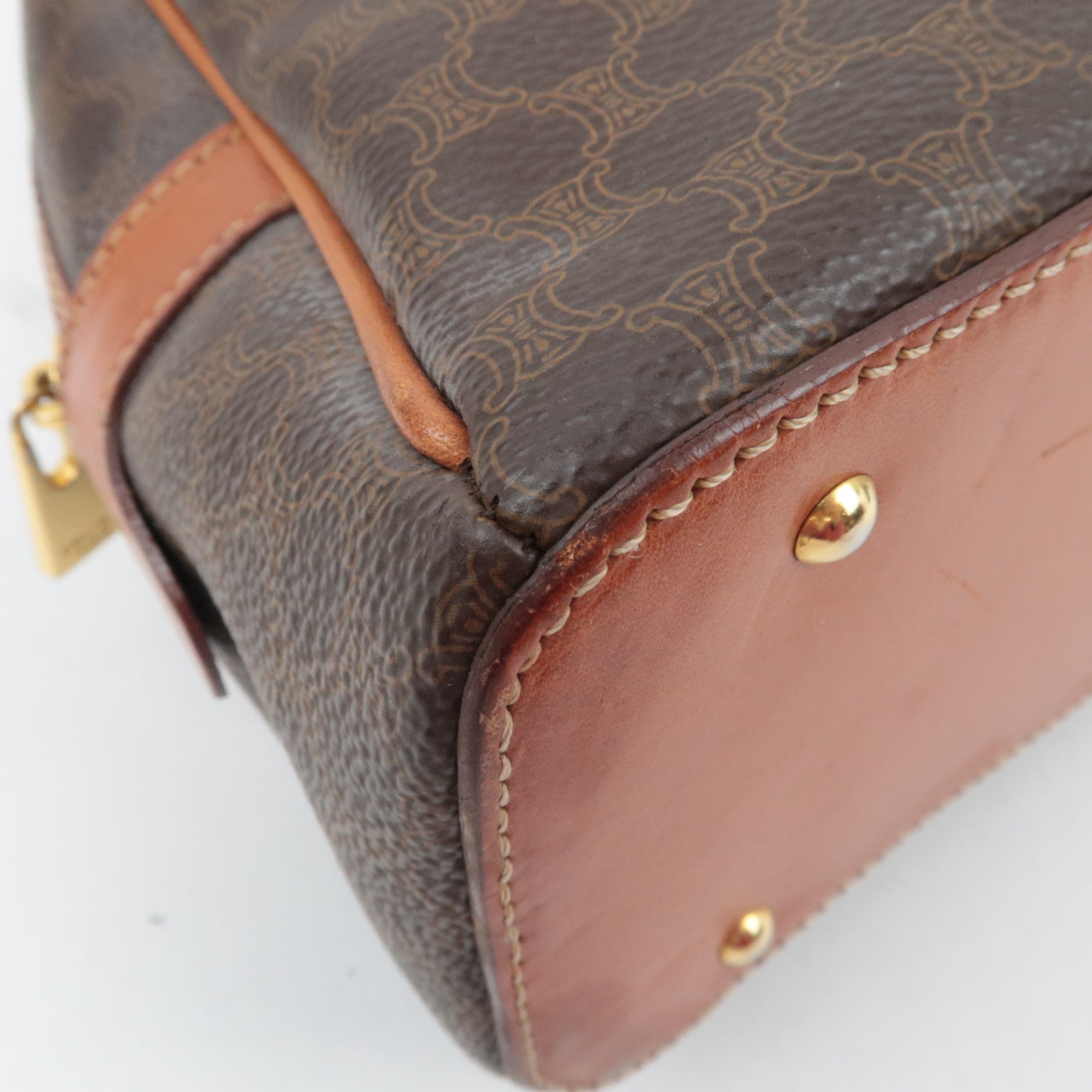 CELINE Macadam PVC Leather Handbag Brown