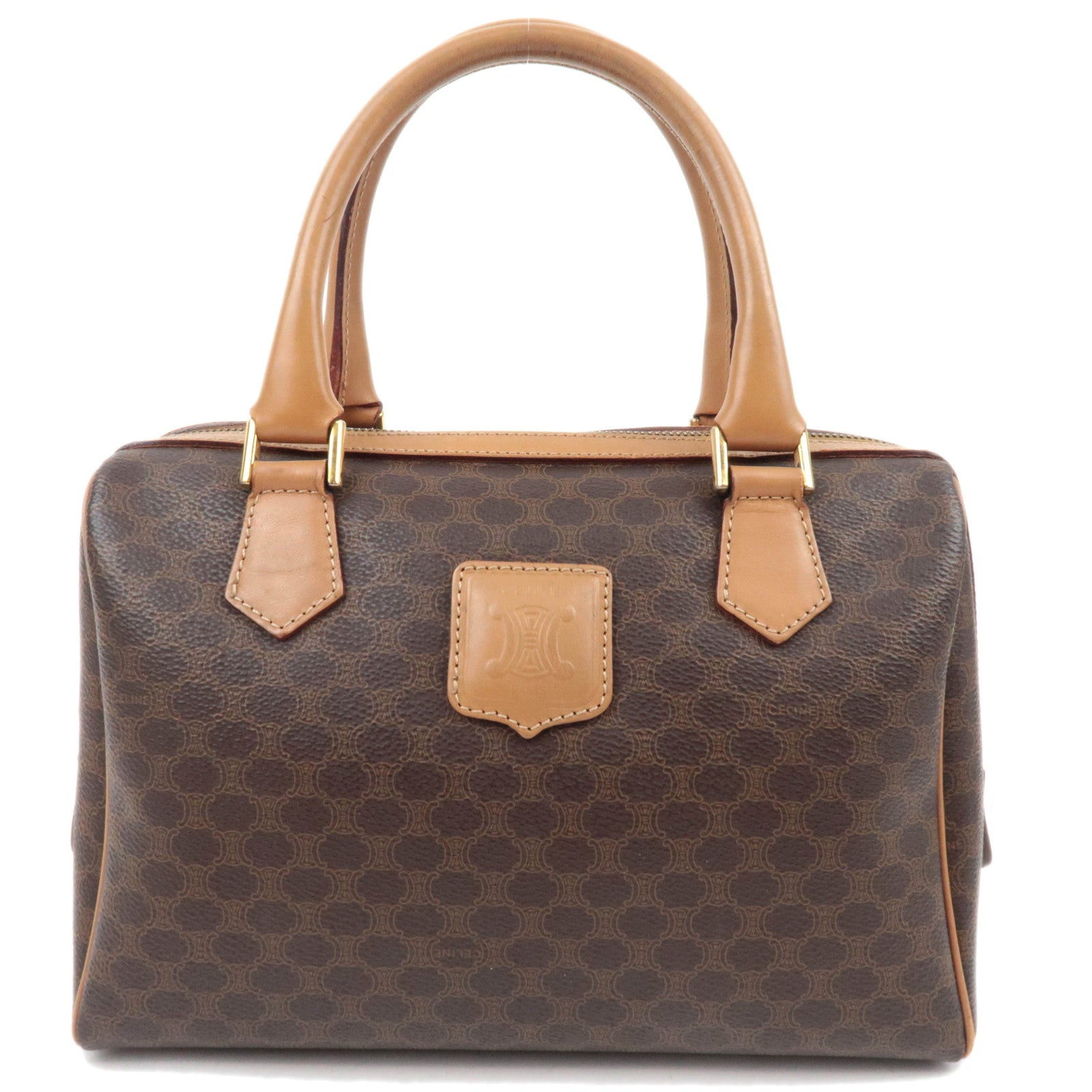 CELINE Macadam PVC Leather Handbag Brown87521