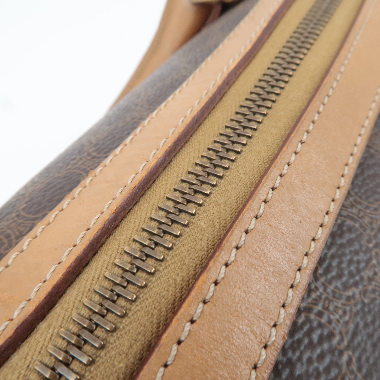 CELINE Macadam PVC Leather Handbag Brown