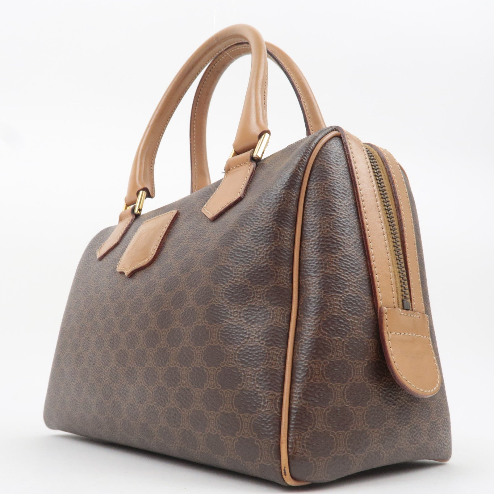 CELINE Macadam PVC Leather Handbag Brown