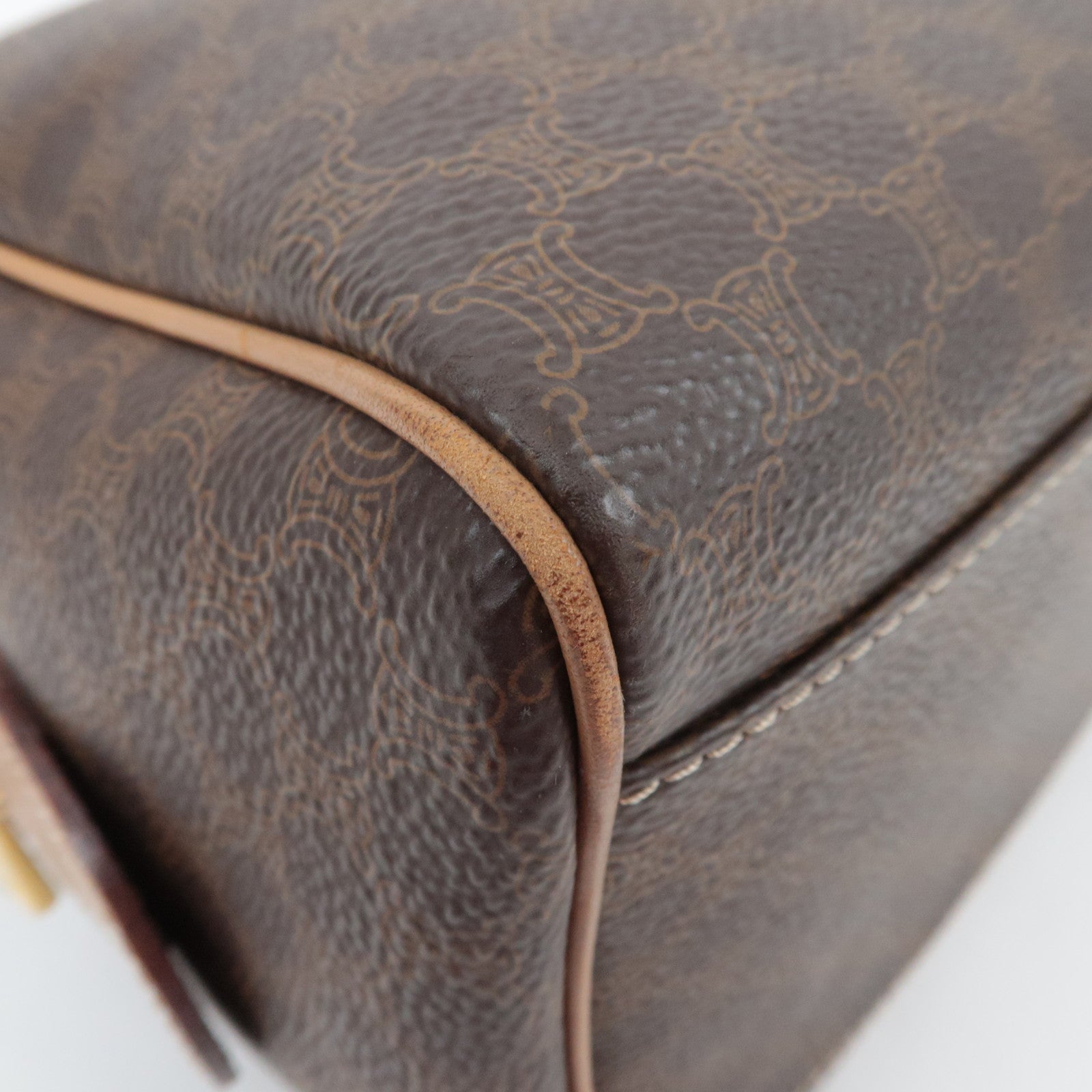 CELINE Macadam PVC Leather Handbag Brown
