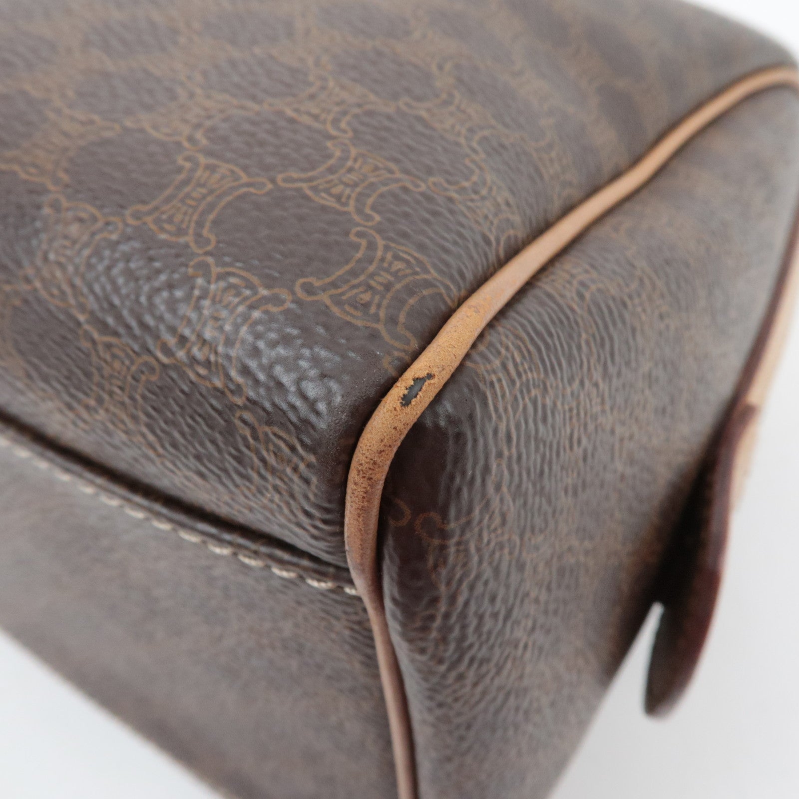 CELINE Macadam PVC Leather Handbag Brown