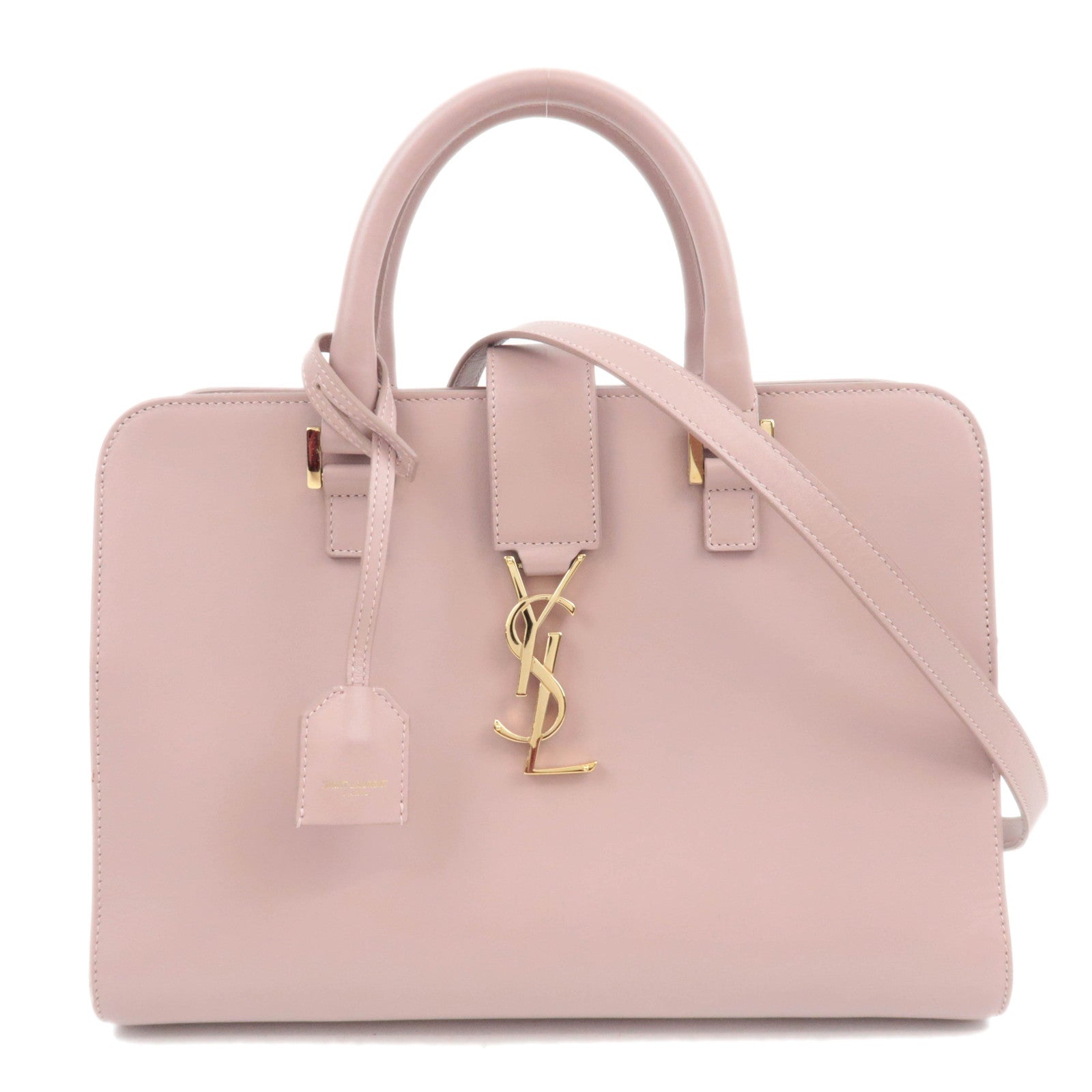 SAINT LAURENT Cabas Small 2Way Leather Handbag Pink 47246987538