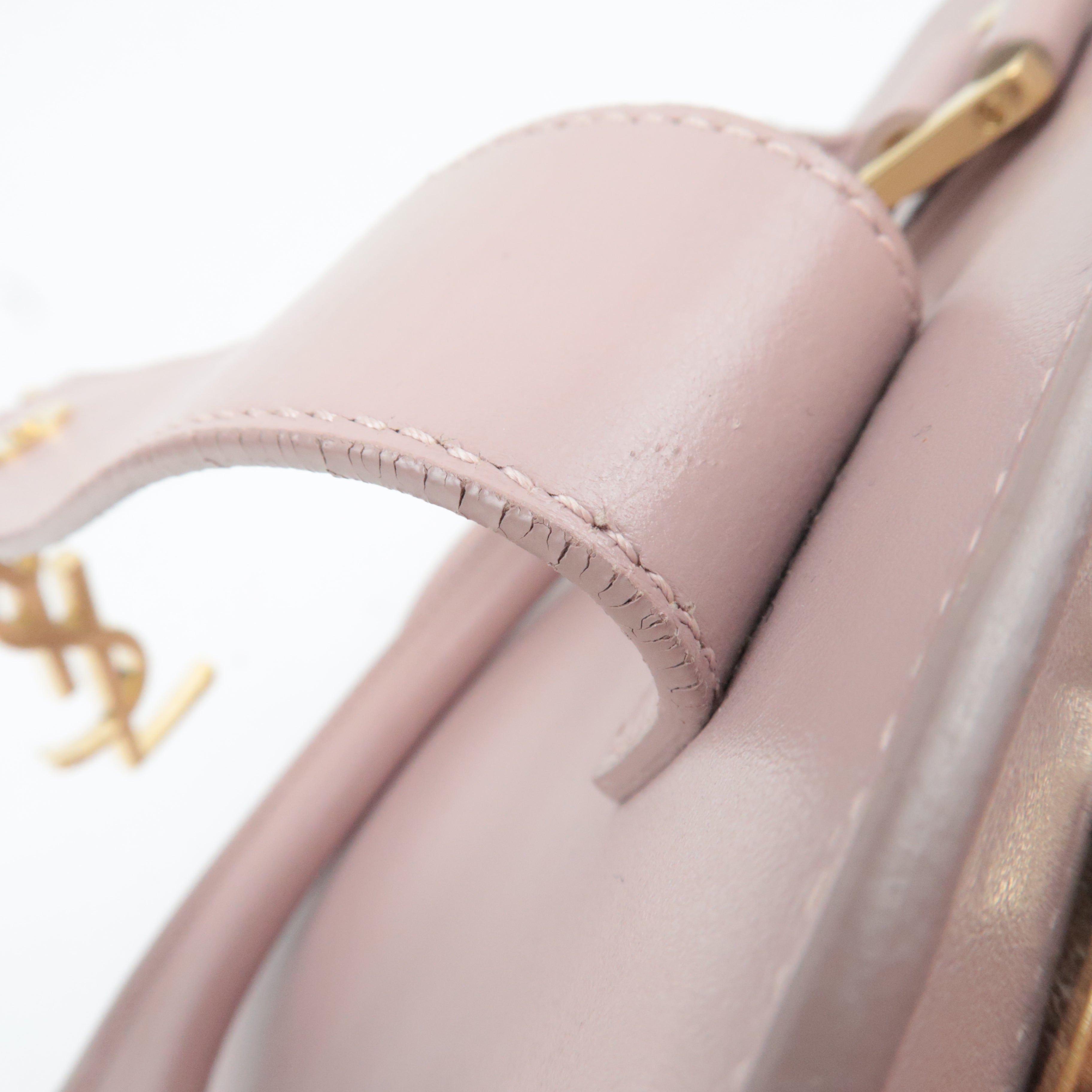 SAINT LAURENT Cabas Small 2Way Leather Handbag Pink 472469