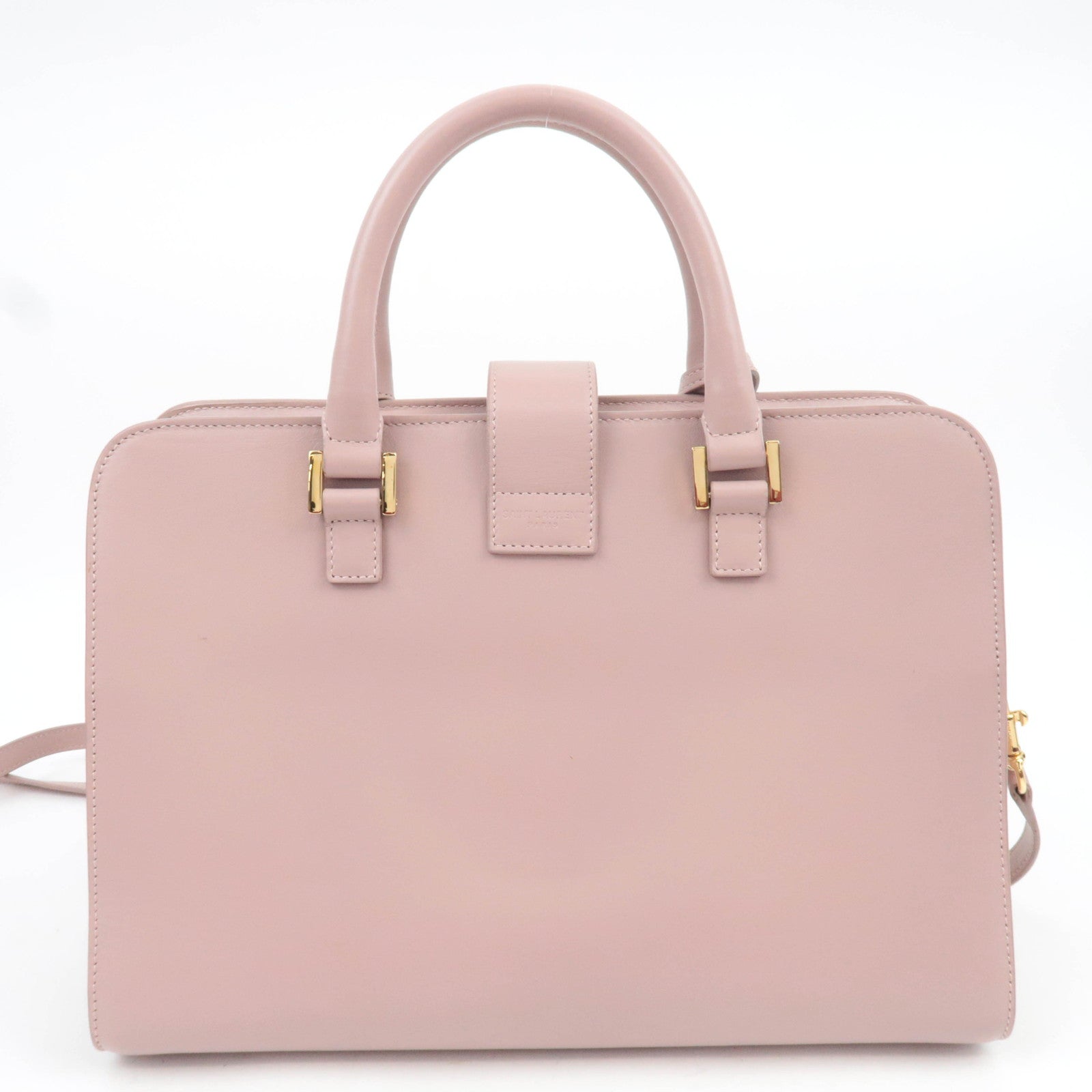 SAINT LAURENT Cabas Small 2Way Leather Handbag Pink 472469