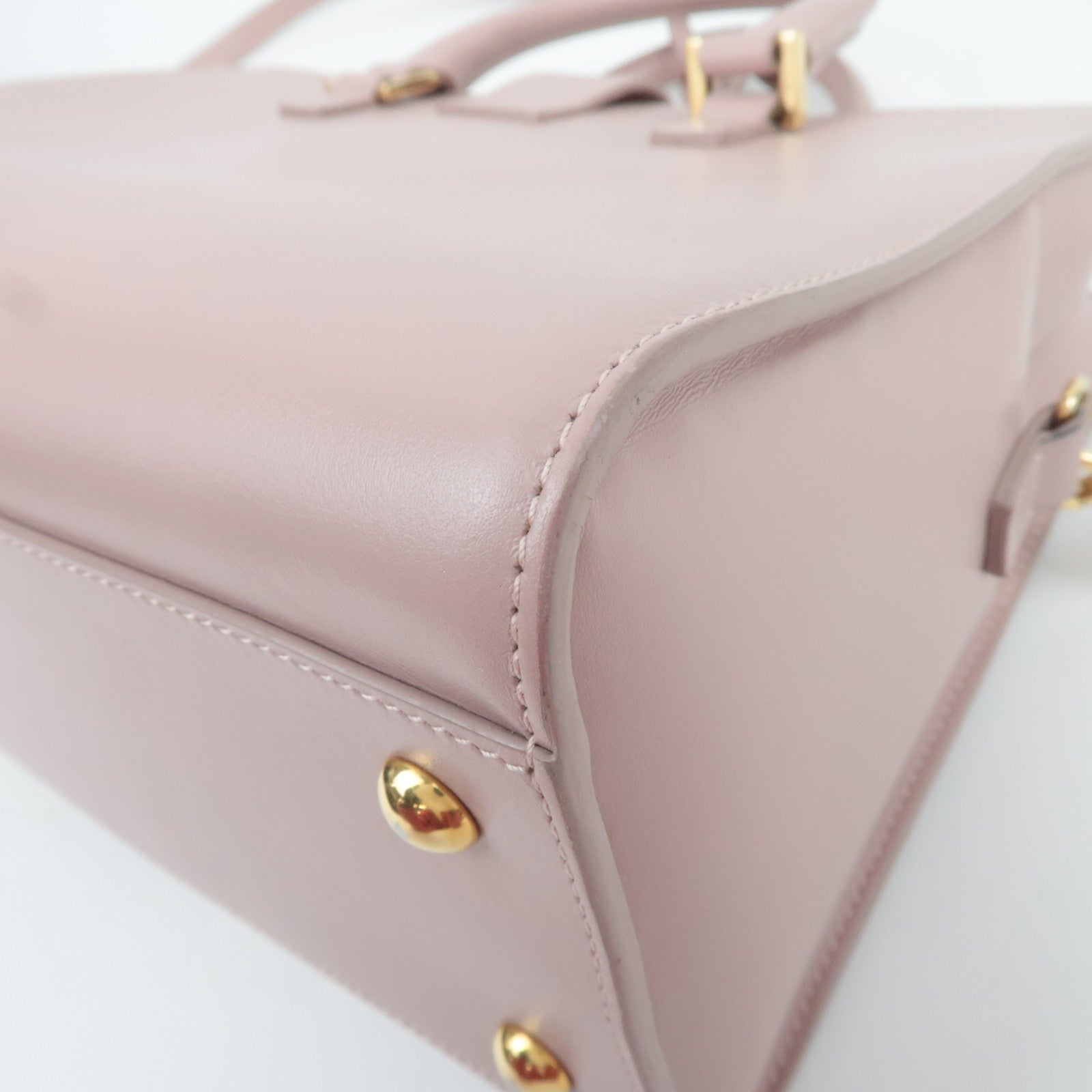 SAINT LAURENT Cabas Small 2Way Leather Handbag Pink 472469