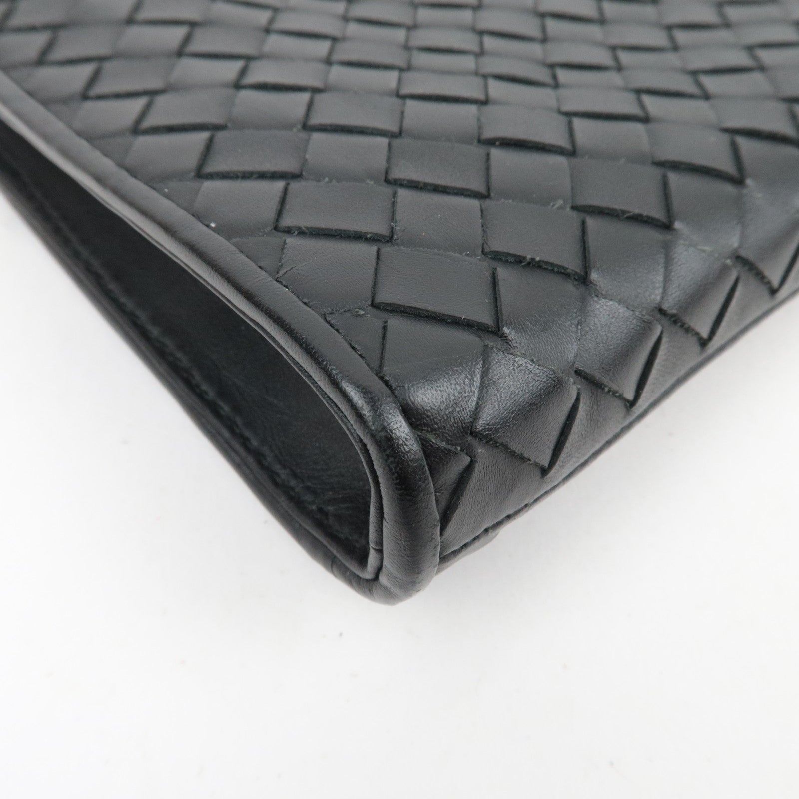 BOTTEGA VENETA Intrecciato Leather Clutch Bag Black