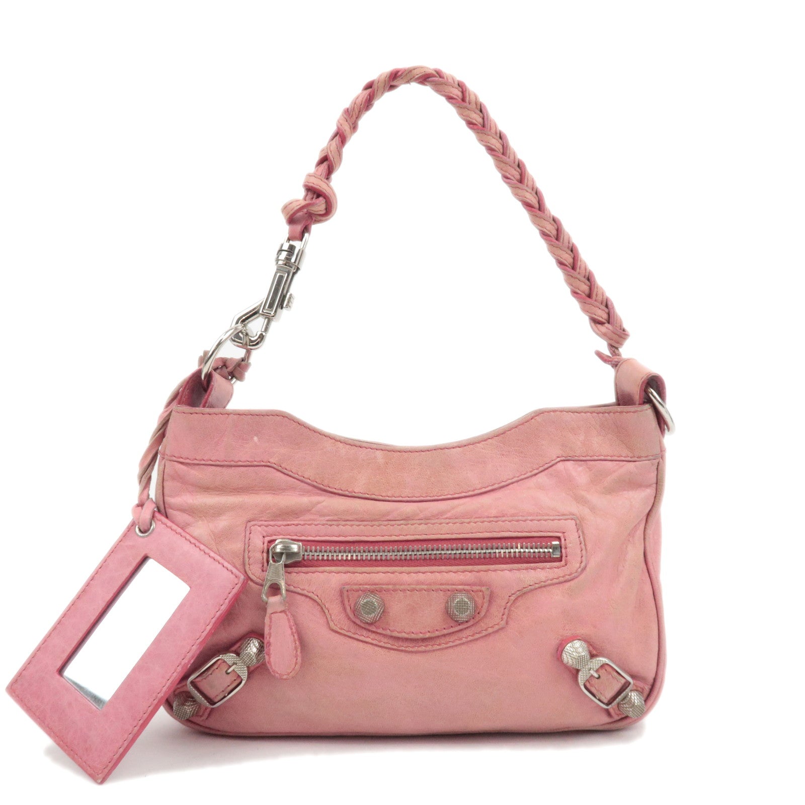 BALENCIAGA Giant Hip Leather Small Shoulder Bag Pink 23720387541