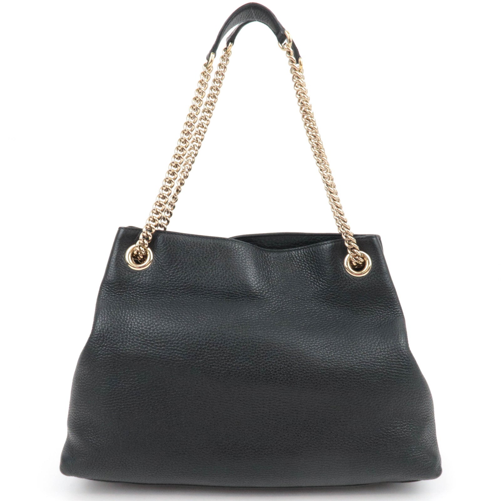 GUCCI Soho Interlocking G Leather Chain Shoulder Bag Black 308982