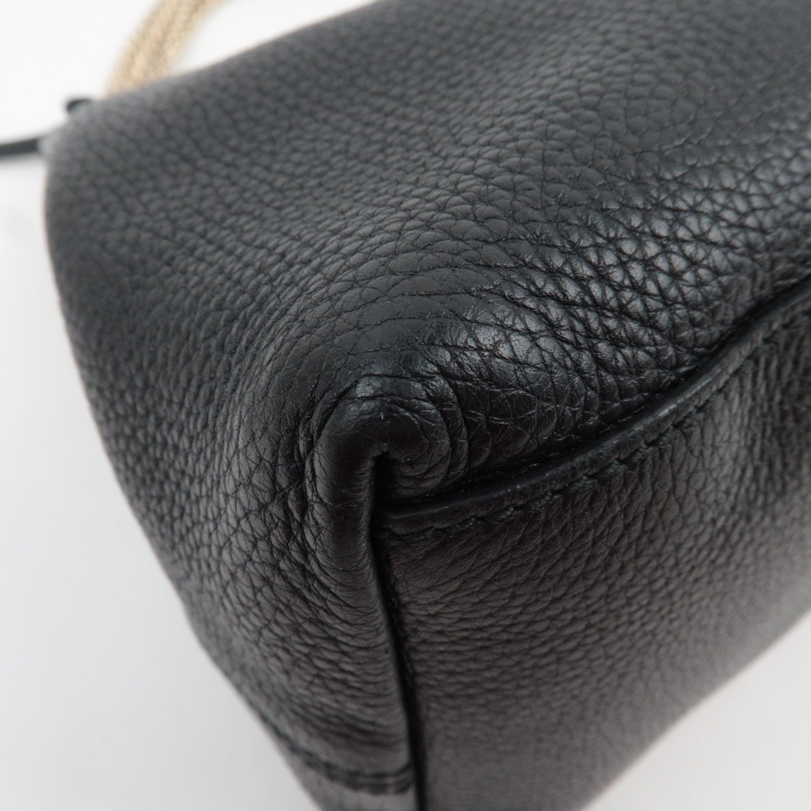 GUCCI Soho Interlocking G Leather Chain Shoulder Bag Black 308982