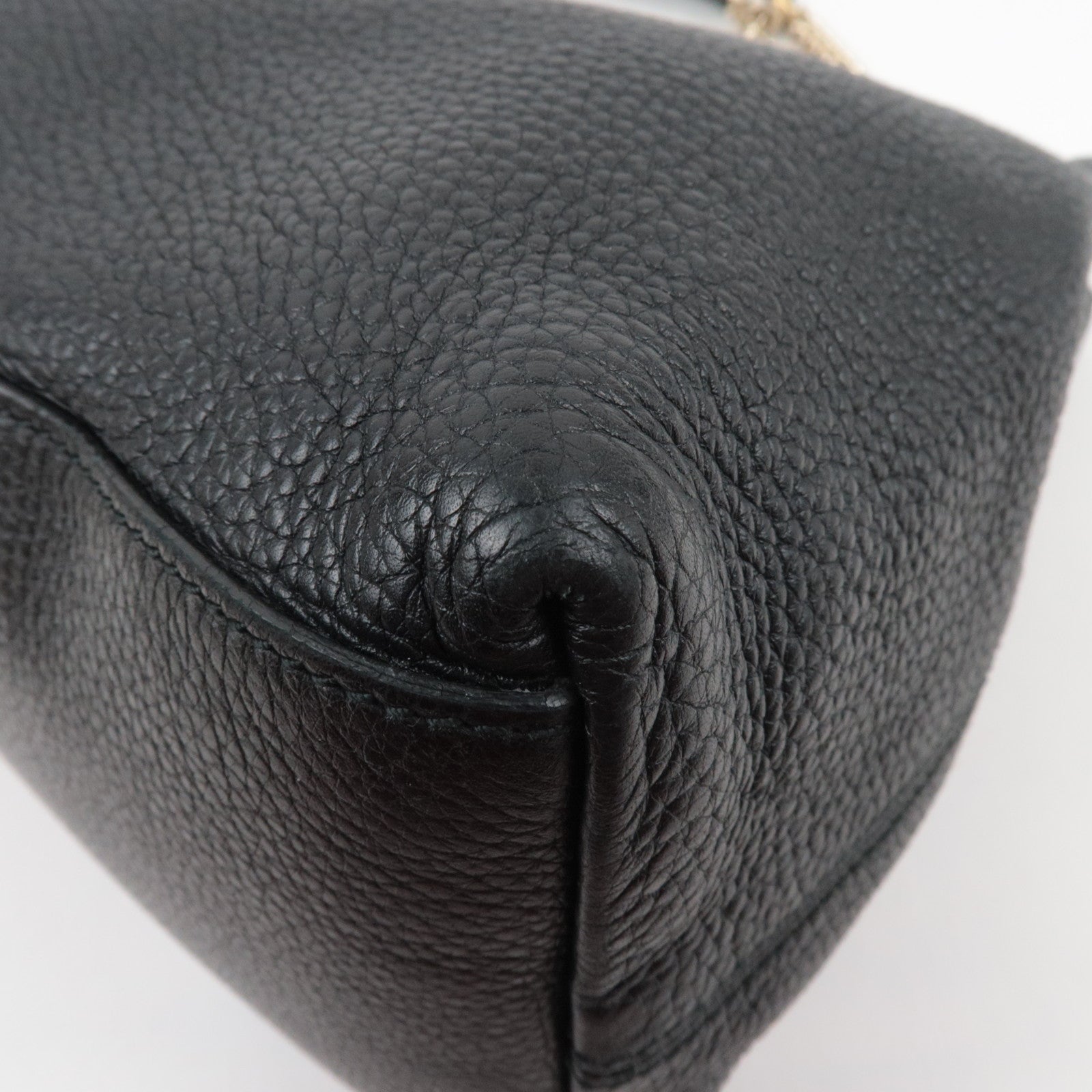 GUCCI Soho Interlocking G Leather Chain Shoulder Bag Black 308982