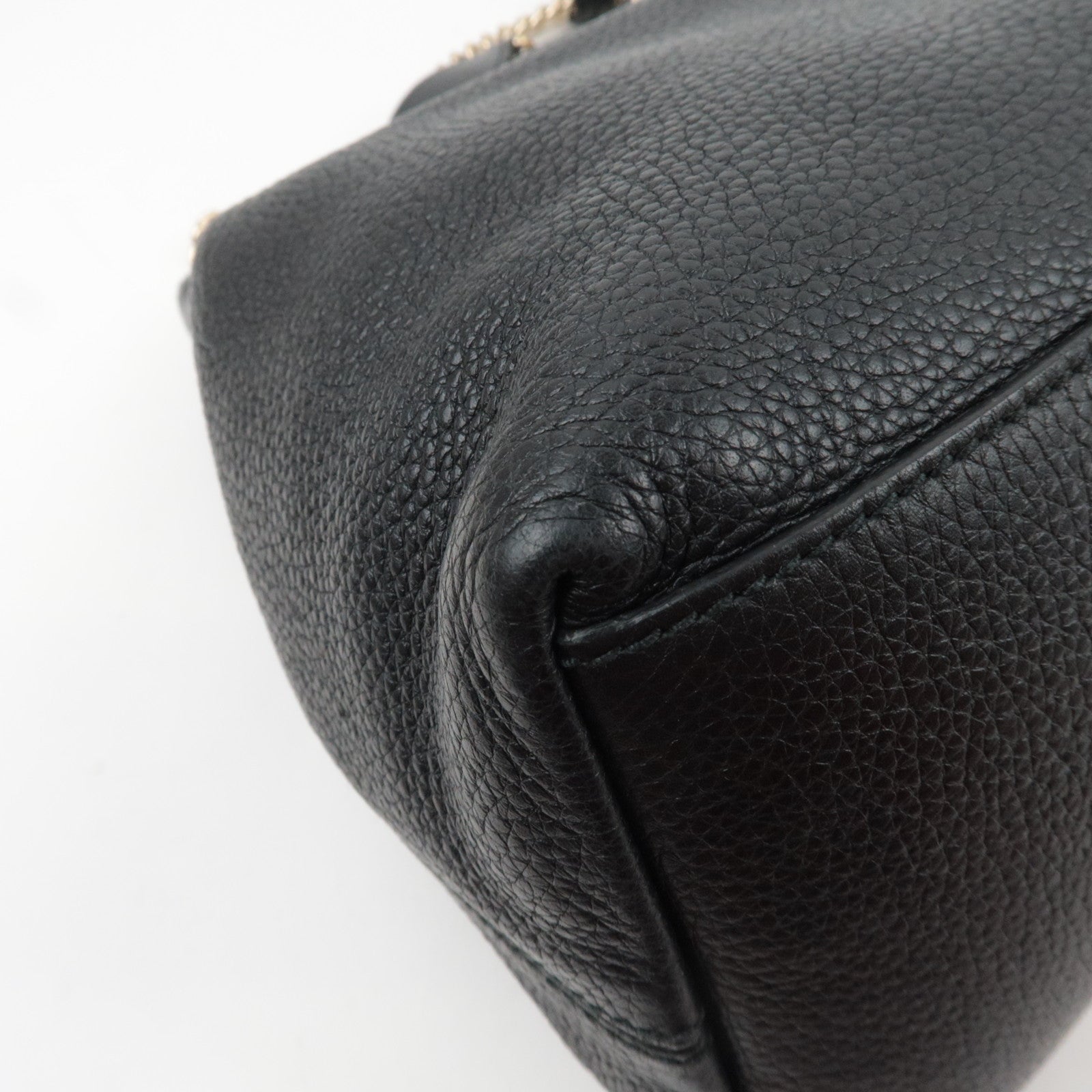 GUCCI Soho Interlocking G Leather Chain Shoulder Bag Black 308982