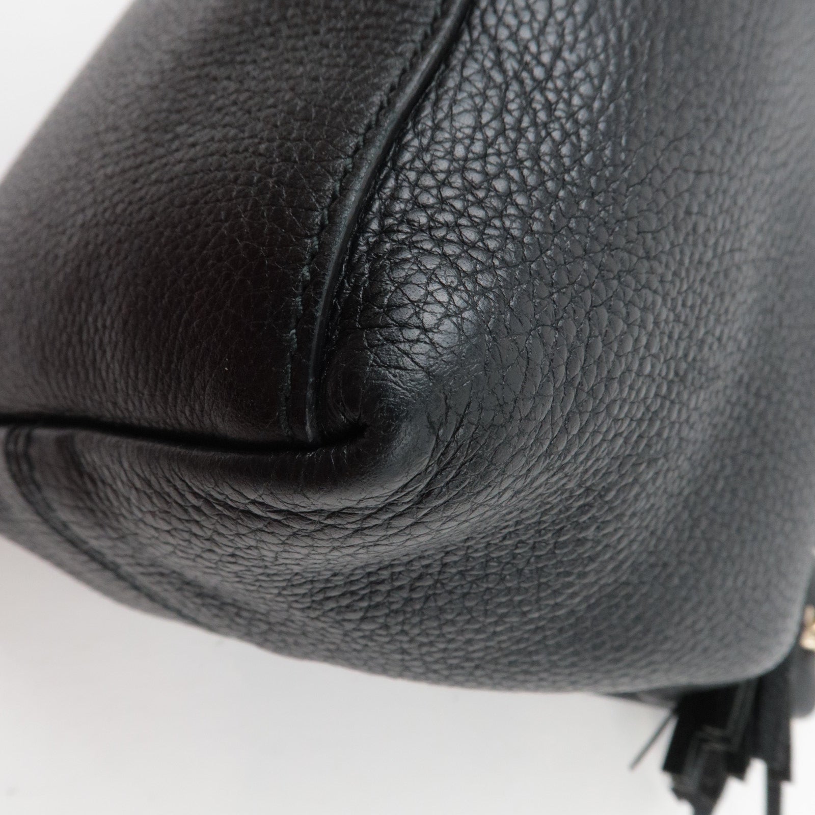 GUCCI Soho Interlocking G Leather Chain Shoulder Bag Black 308982