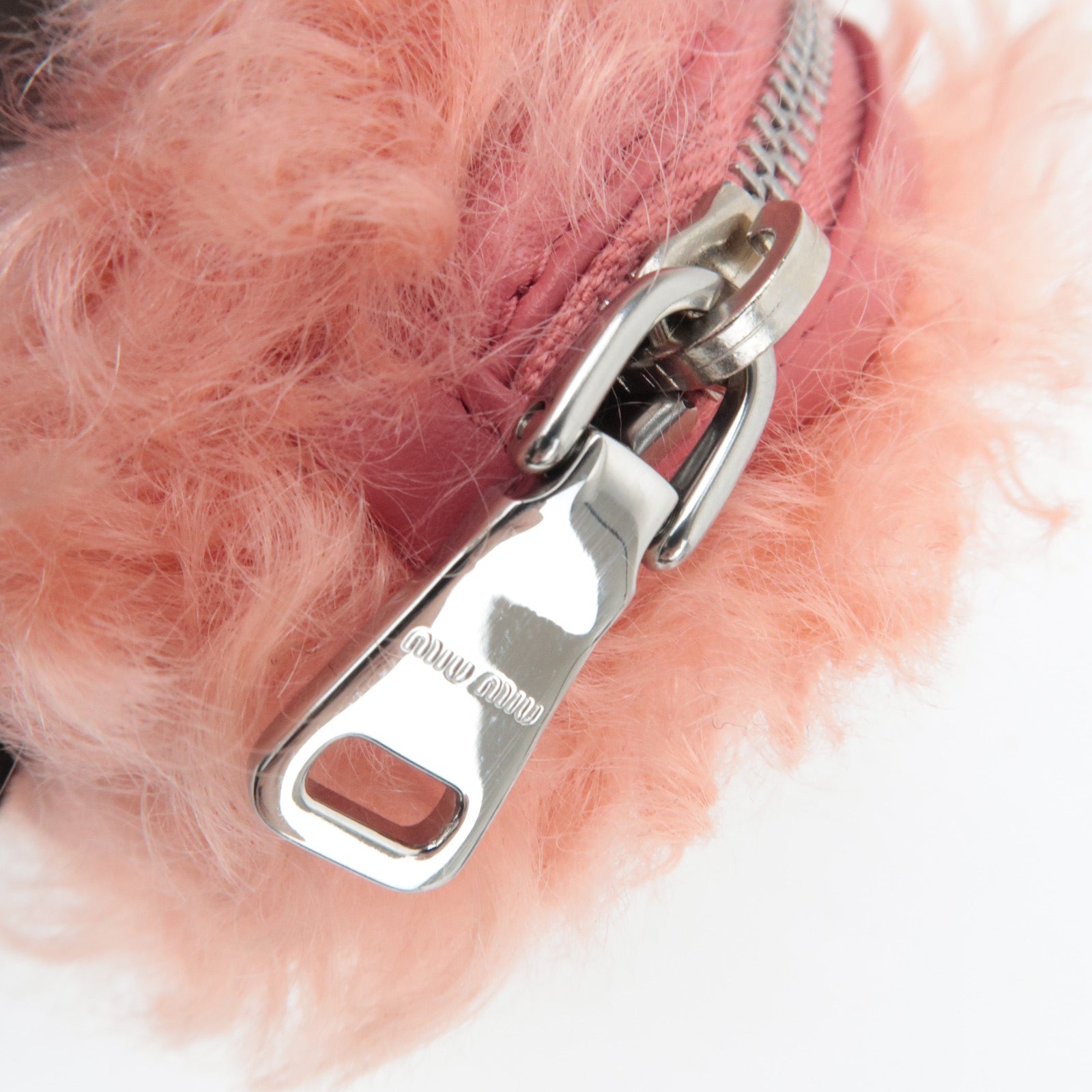 MIU MIU Fur Small Round Pouch Pink