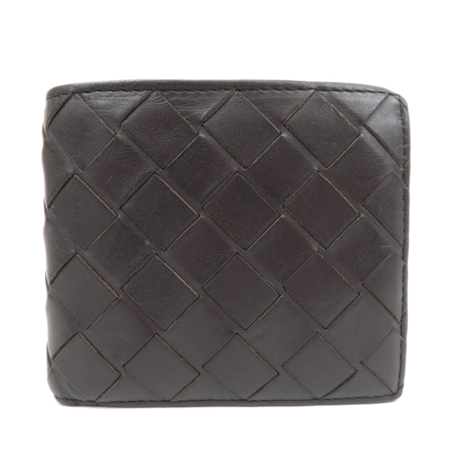 BOTTEGA VENETA Intrecciato Leather Wallet Dark Brown87556